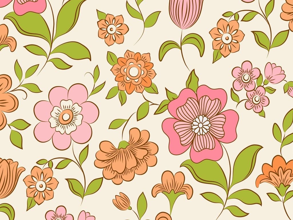 1030x770 Retro Floral Pattern, Desktop