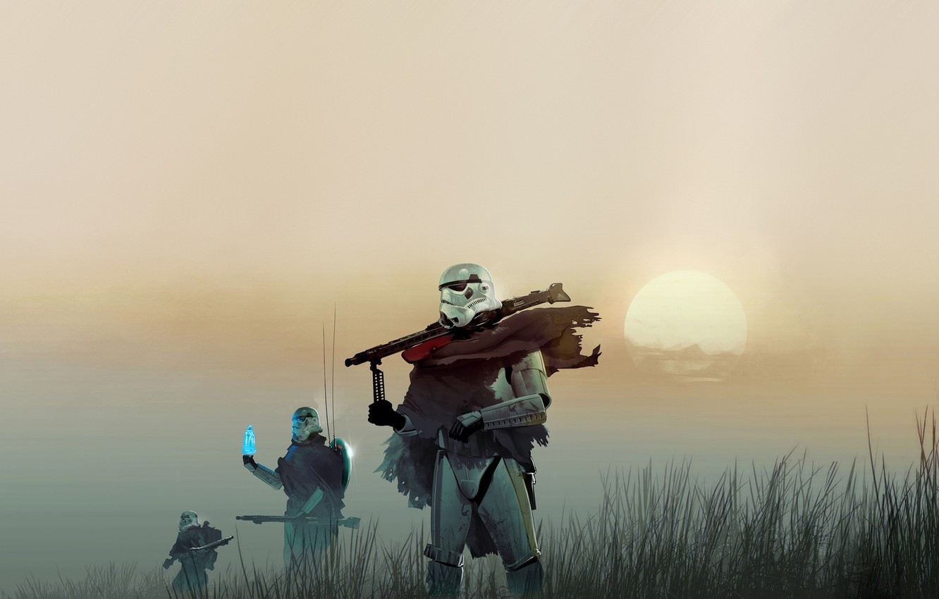 1340x850 Wallpaper Star Wars, Concept Art, Fan Art, Stormtroopers, Stormtrooper, Science Fiction, The Patrol, Jose Angel Jammed Fernandez, by Jose Angel Jammed Fernandez image for desktop, section фантастика, Desktop