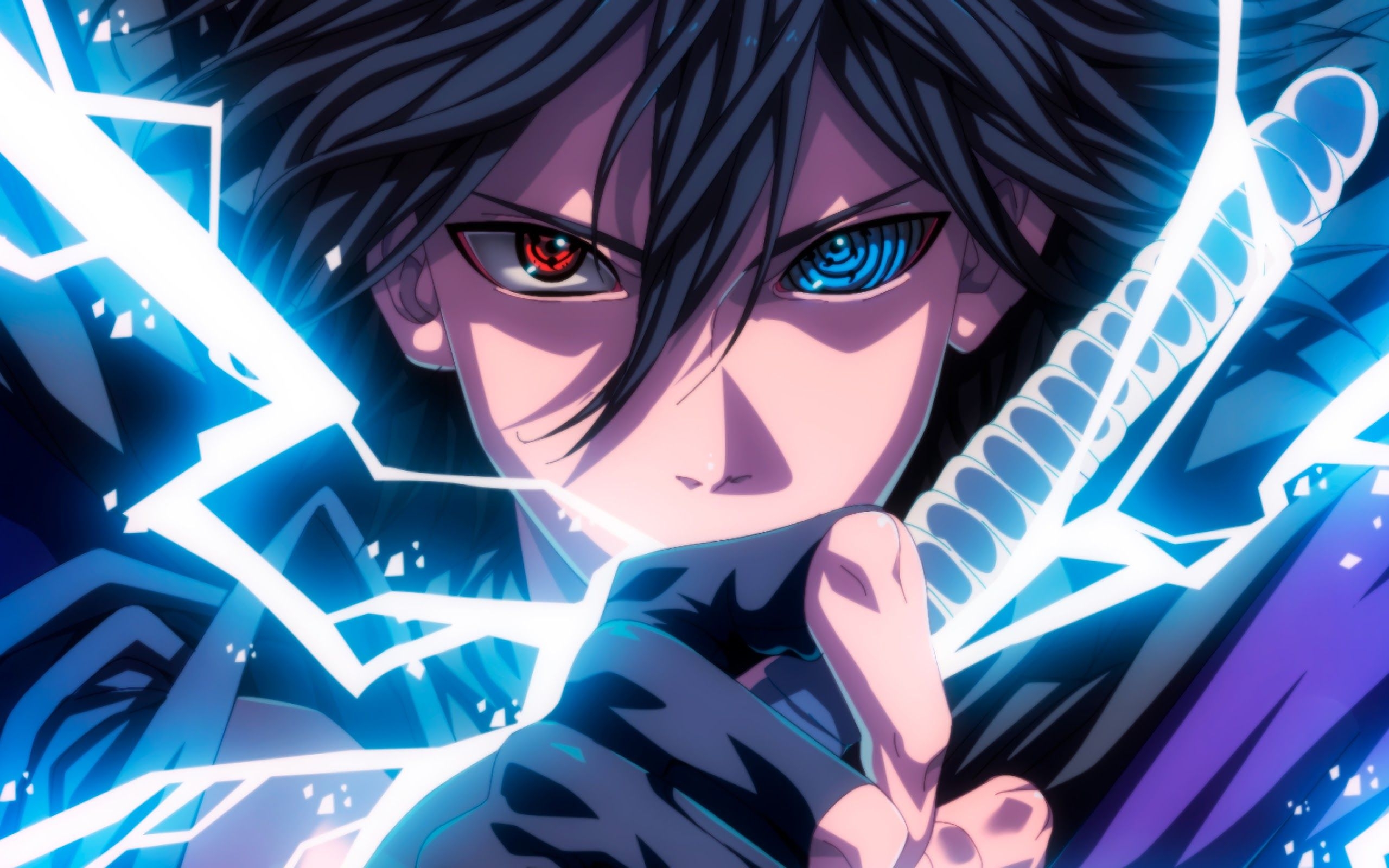 2560x1600 Sasuke Sharingan Rinnegan Eyes Lightning 4K Wallpaper, Desktop