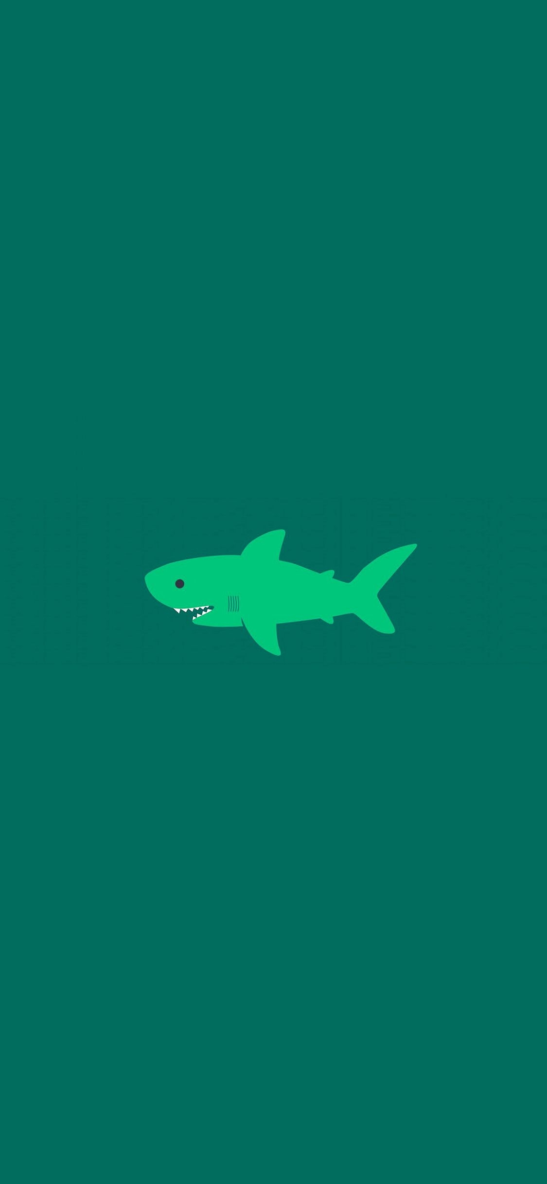 1130x2440 iPhone X wallpaper. little small cute shark green minimal, Phone