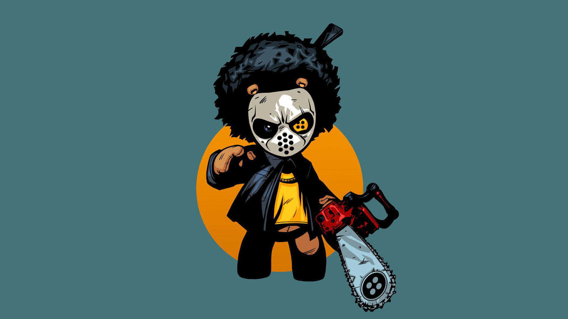 1920x1080 Download Teddy Bear Gangster Cartoon With Chainsaw Wallpaper, Desktop