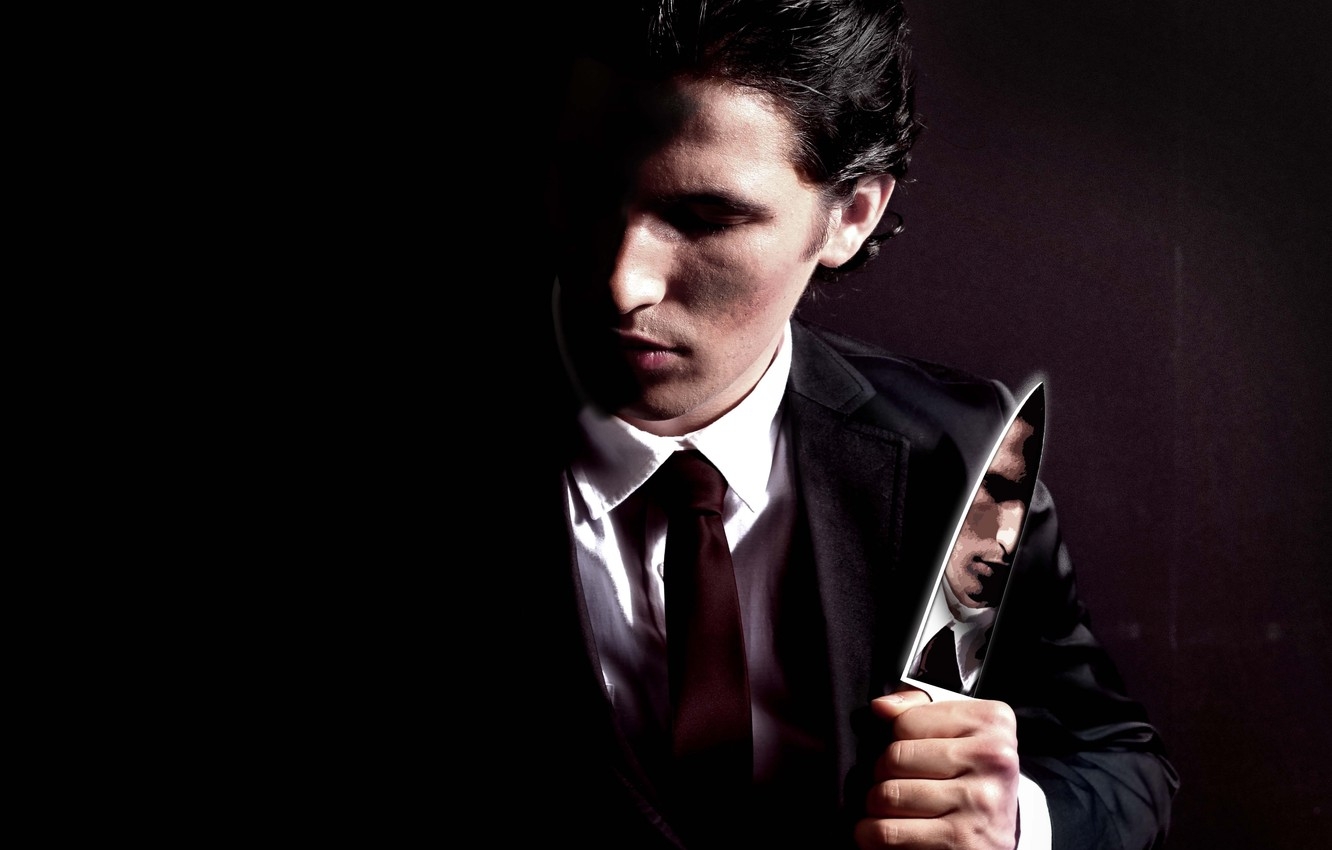 1340x850 Wallpaper the film, Christian Bale, Christian Bale, American psycho, Patrick Bateman, nozh, American Psycho image for desktop, section фильмы, Desktop