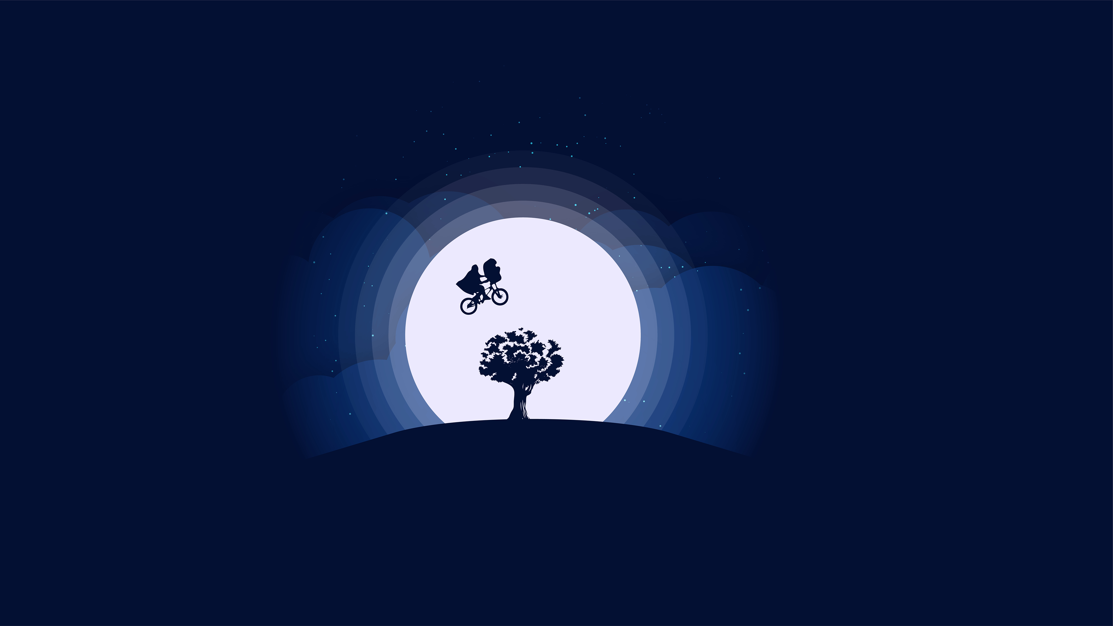 3840x2160 Wallpaper E.T. The Extra Terrestrial, Blue, Moon, 4K, Minimal, Desktop