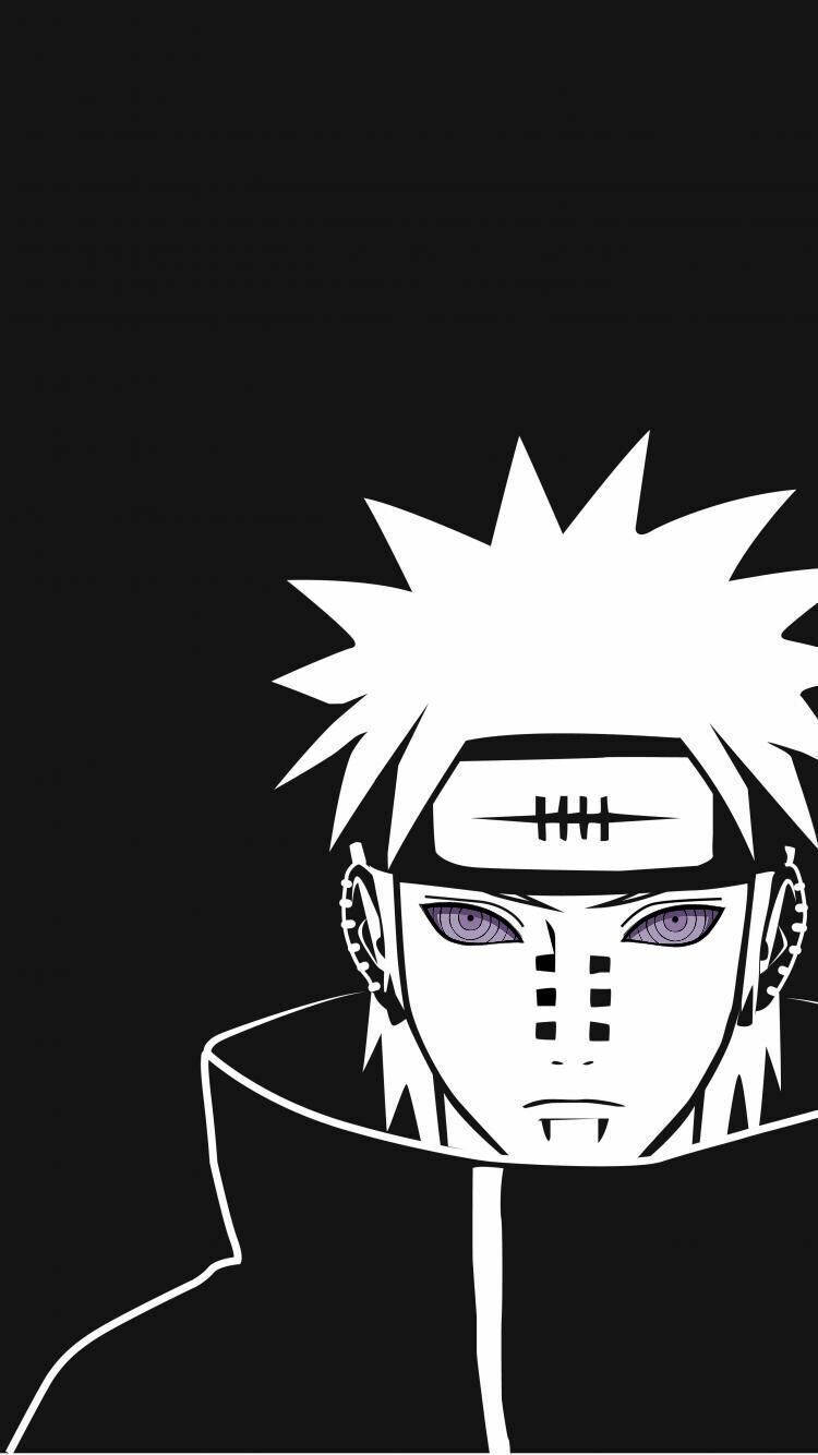 750x1340 Download Pain Naruto Anime Black And White iPhone Wallpaper, Phone