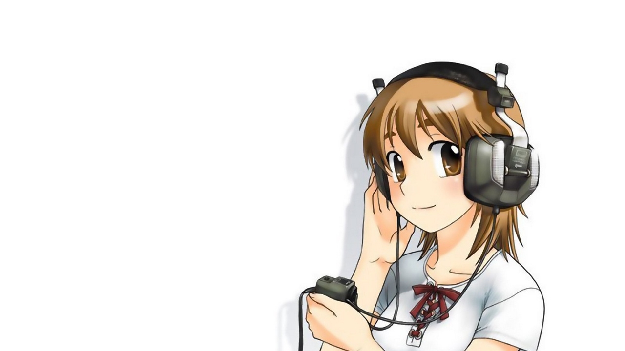 1280x720 Wallpaper cute music girl smile headphones, Desktop