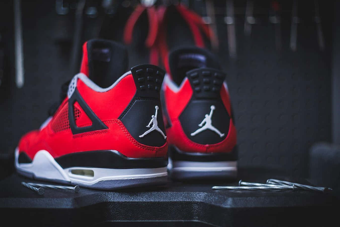 1360x900 Download Air Jordan 4 Retro Red Black Wallpaper, Desktop