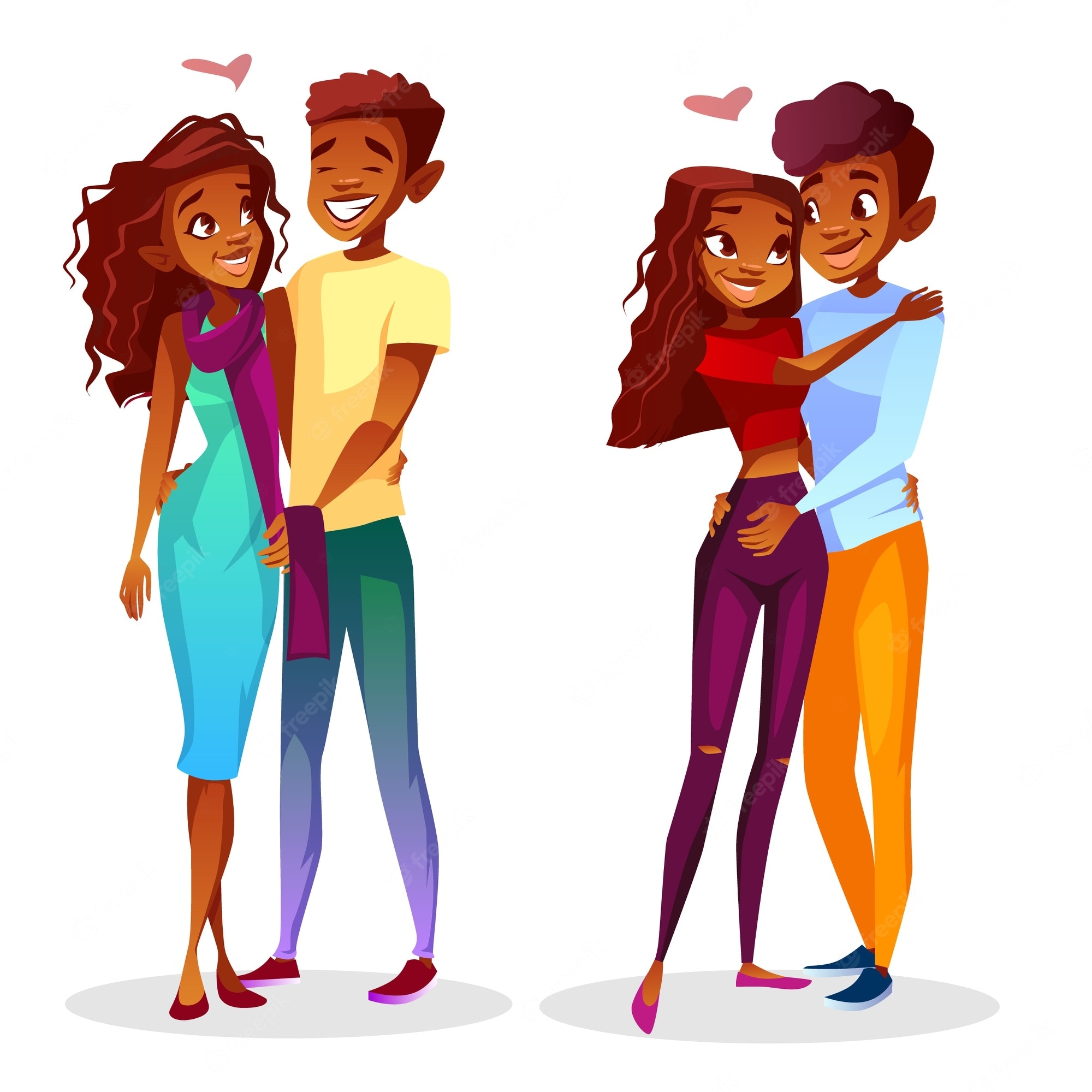 2000x2000 African American Cartoon Love Couple Image, Phone