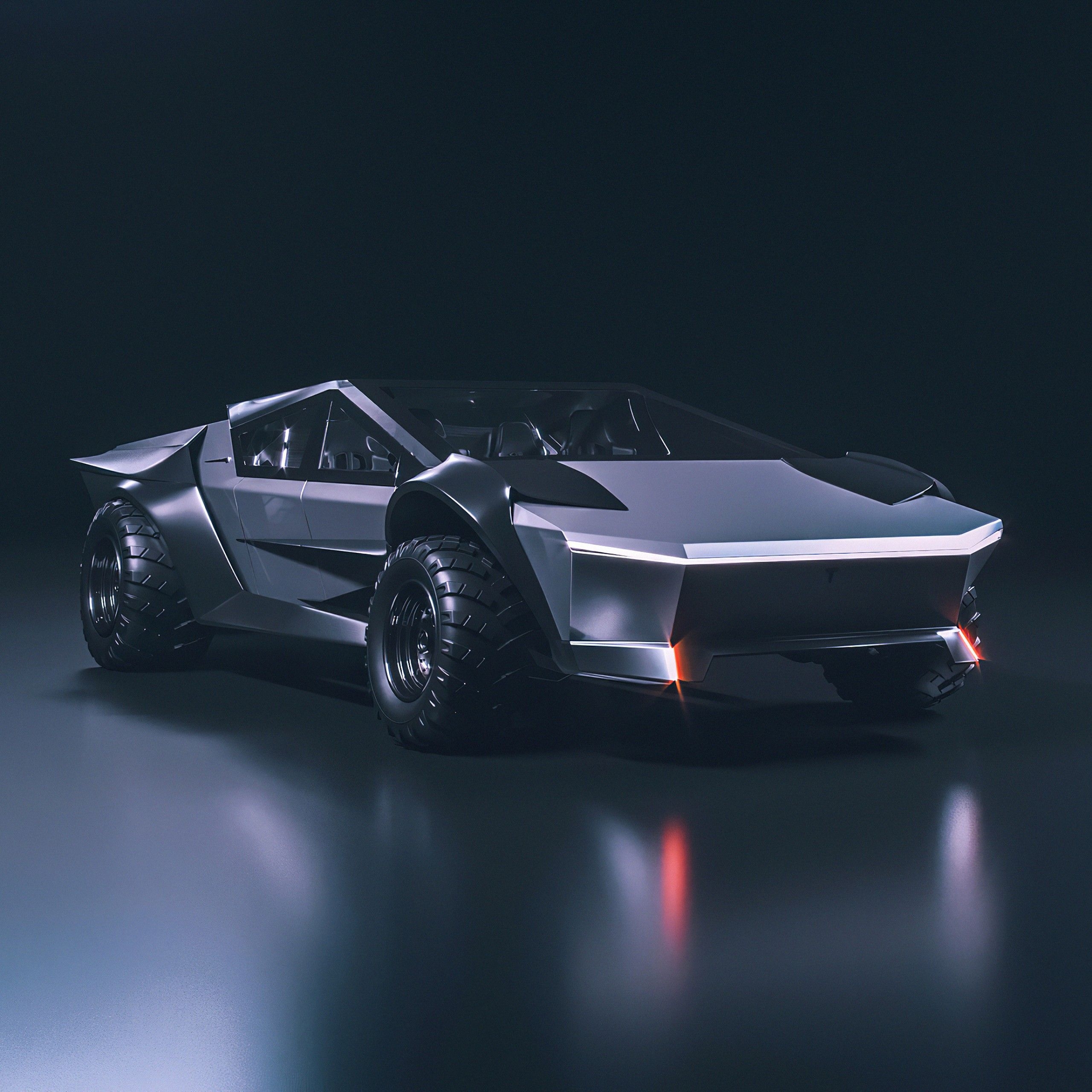 2560x2560 Tesla Cybertruck 4K Wallpaper, Concept Cars, Black Dark, Phone