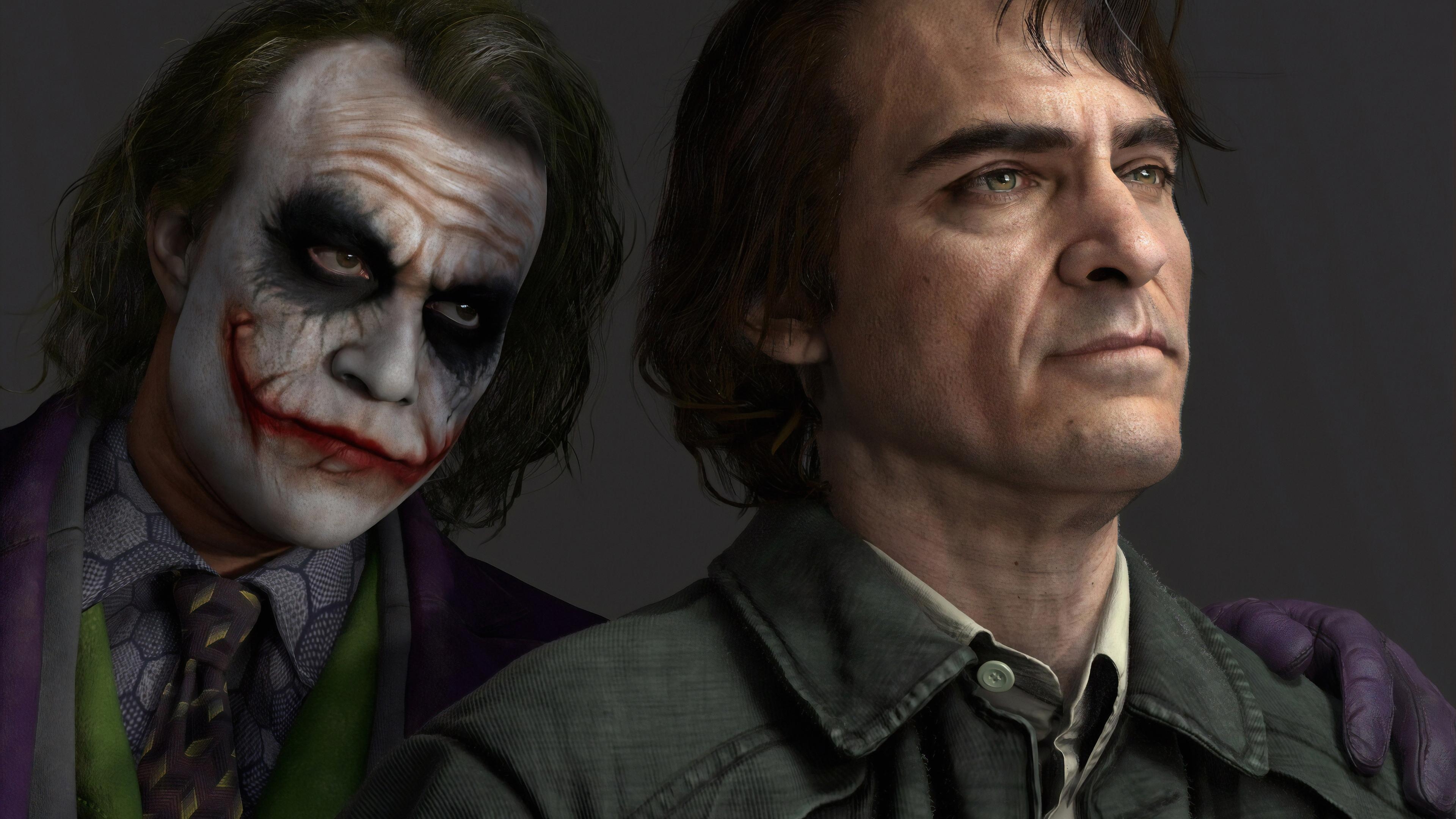 3840x2160 Wallpaper 4k Joker Joaquin Phoenix Heath Ledger 4k Wallpaper, Artstation Wallpaper, Dc Comics Wallpaper, Hd Wallpaper, Joker Wallpaper, Superheroes Wallpaper, Desktop