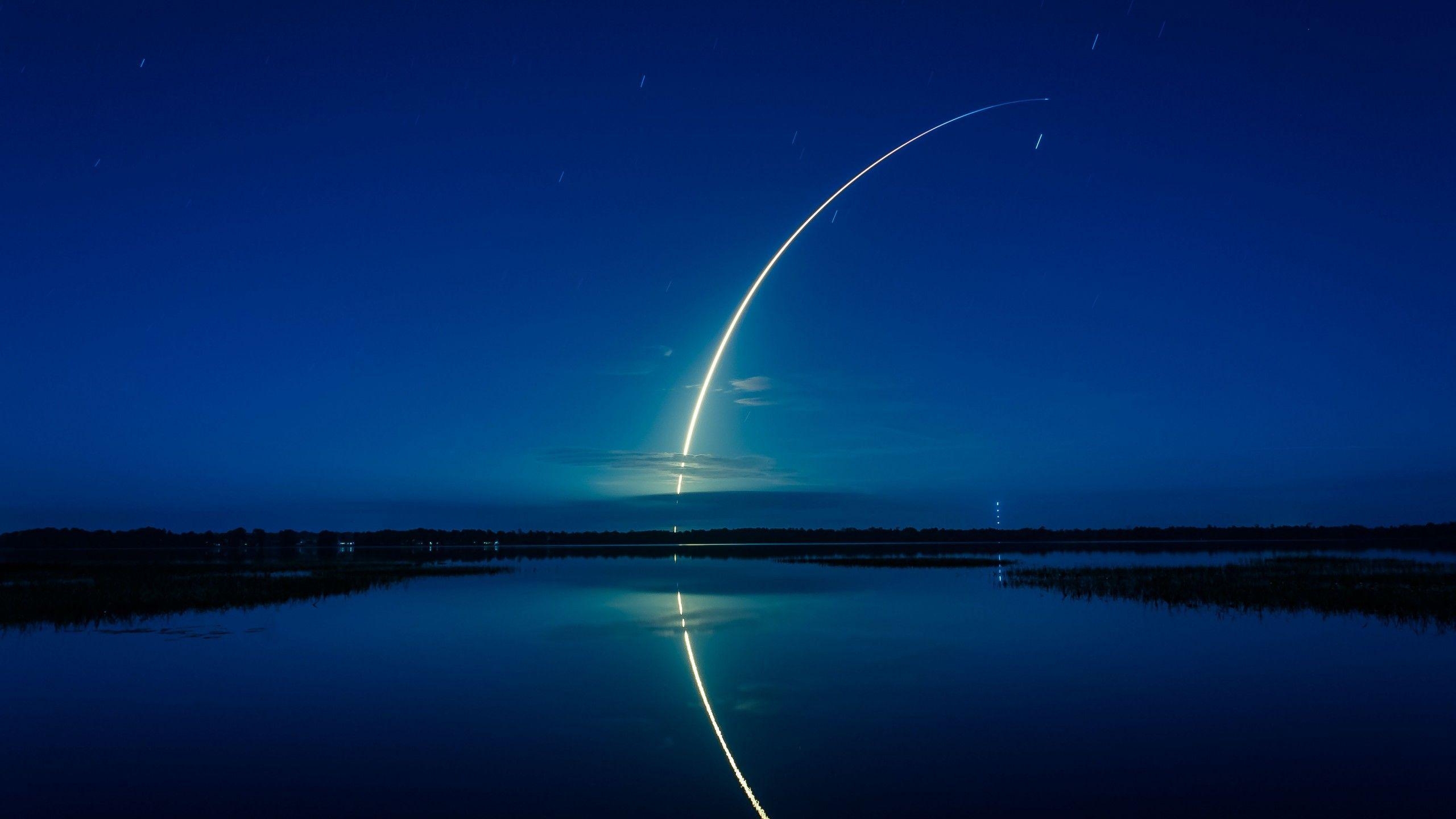 2560x1440 Wallpaper Falcon 9 rocket, SpaceX, Cape Canaveral, 4K, Space, Desktop