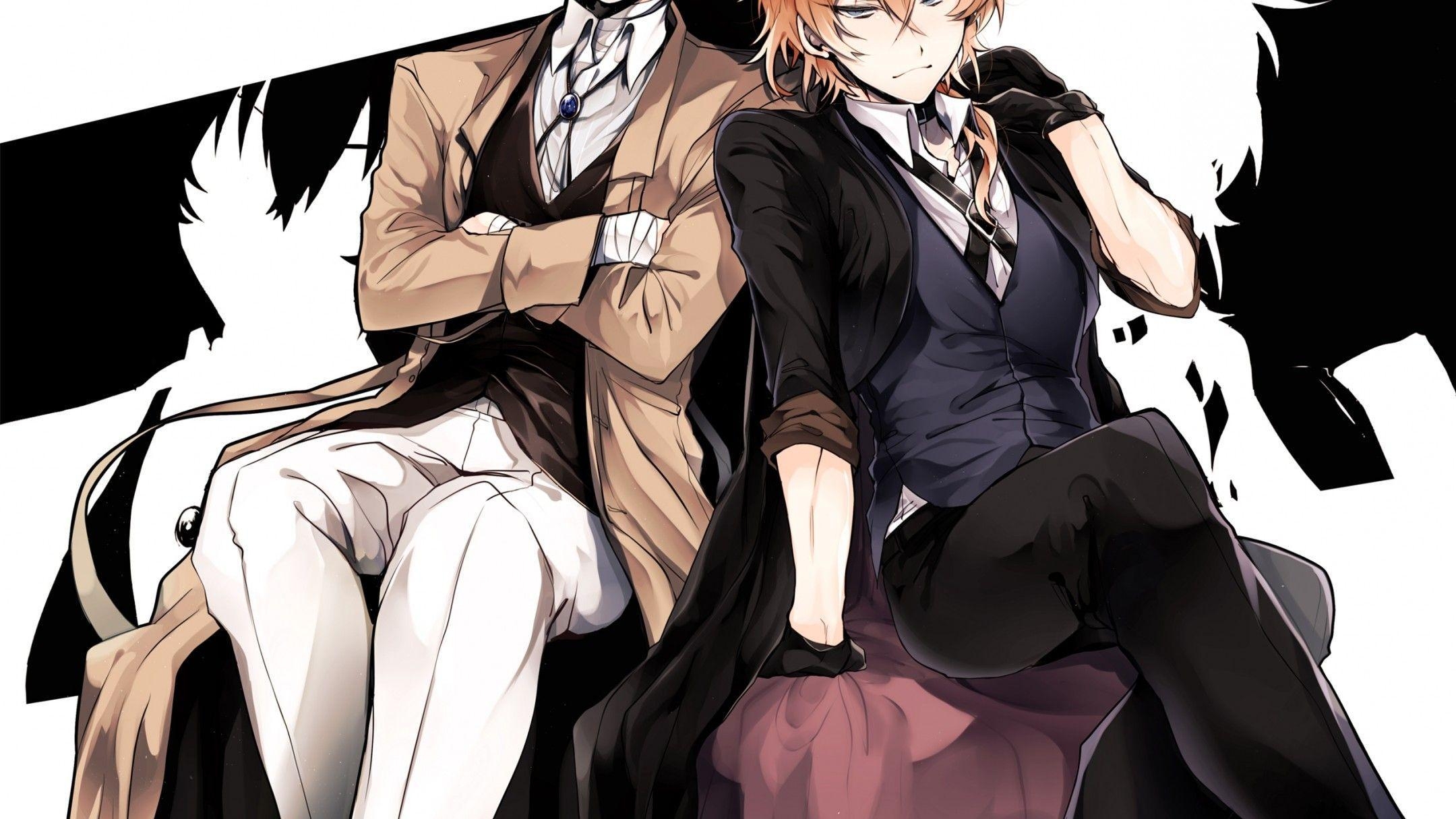 2160x1220 Download  Nakahara Chuuya, Dazai Osamu, Bungou Stray Dogs, Desktop