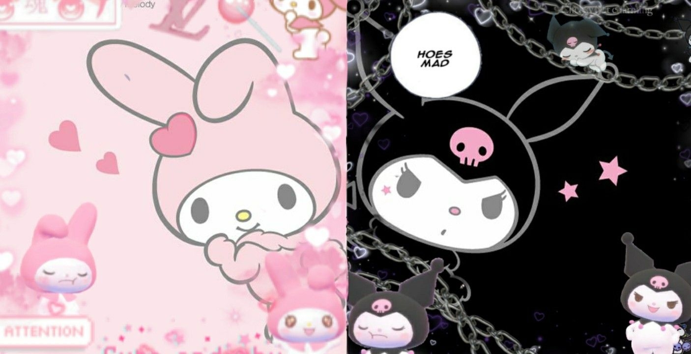 1410x720 Kuromi and Melody PC Wallpaper. Hello kitty iphone wallpaper, Hello kitty wallpaper, Melody hello kitty, Desktop