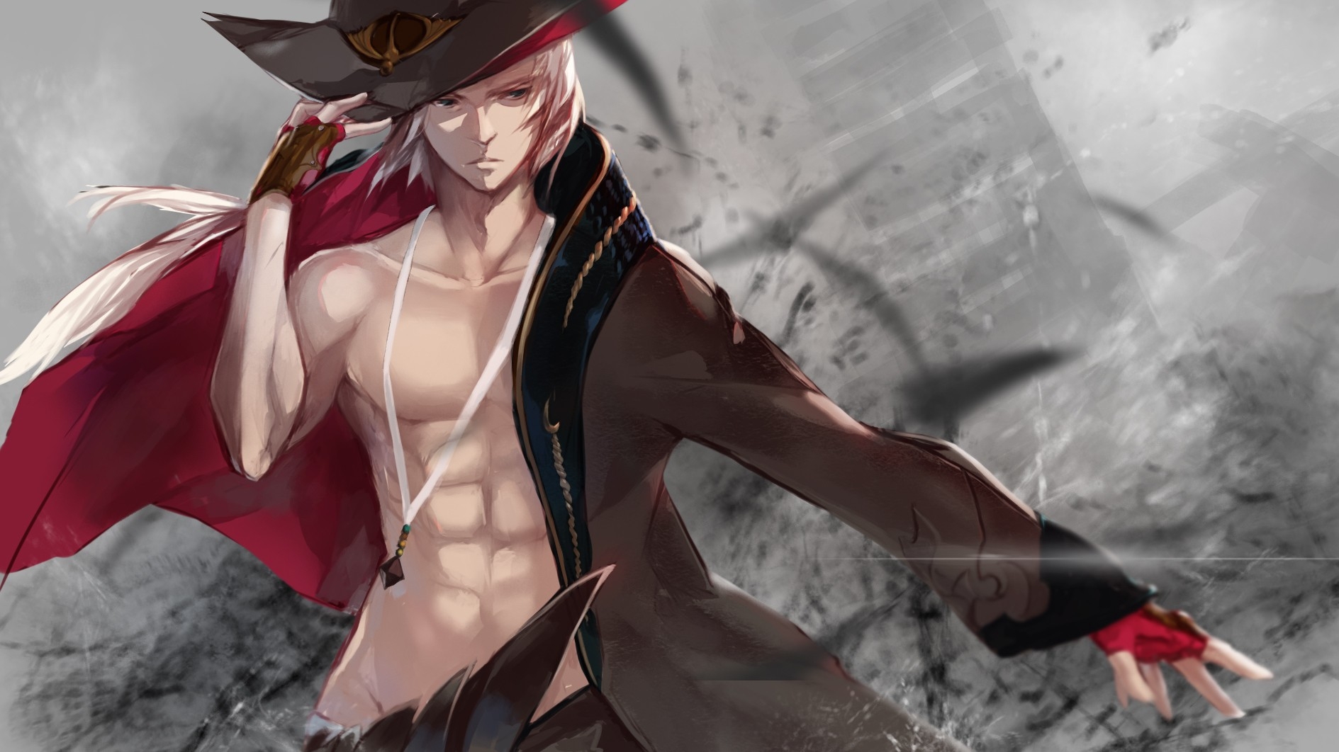 1890x1070 Wallpaper, white hair, anime boys, hat, coats, abs, swd3e Dungeon and Fighter, costume, screenshot, fictional character, Desktop