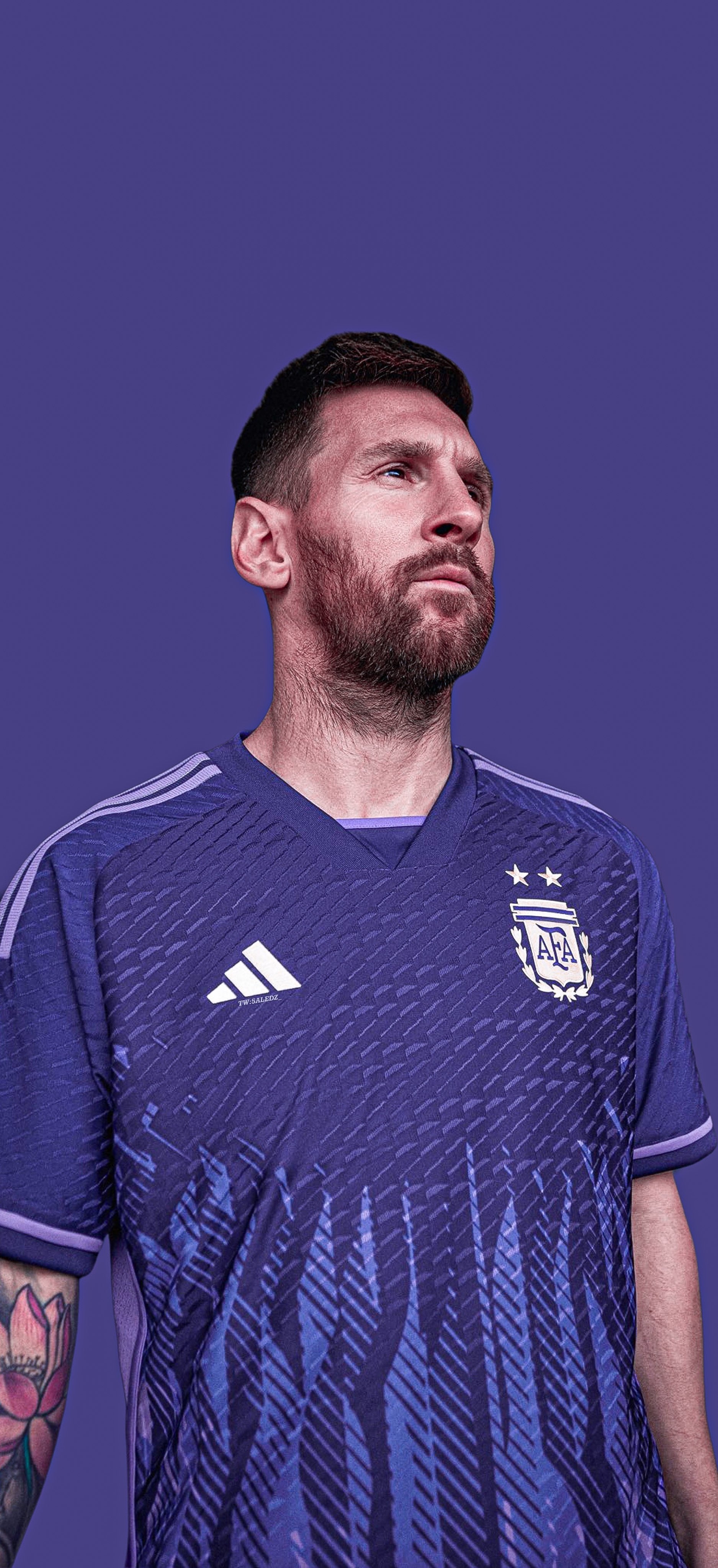 1880x4100 خالدز. Lionel #Messi wearing the new #Argentina away shirt for the 2022 World Cup in #Qatar, Phone