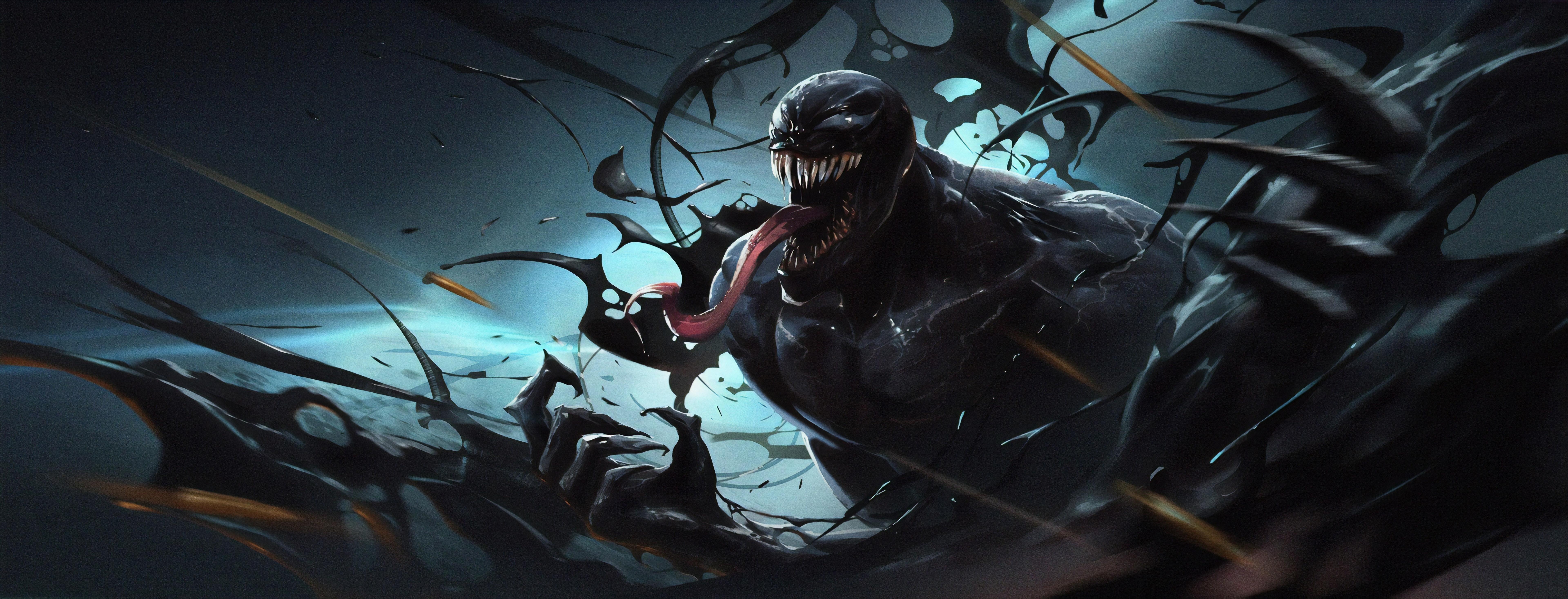 7680x2940 Wallpaper Venom, Artwork, 4K, 8K, Movies, Dual Screen