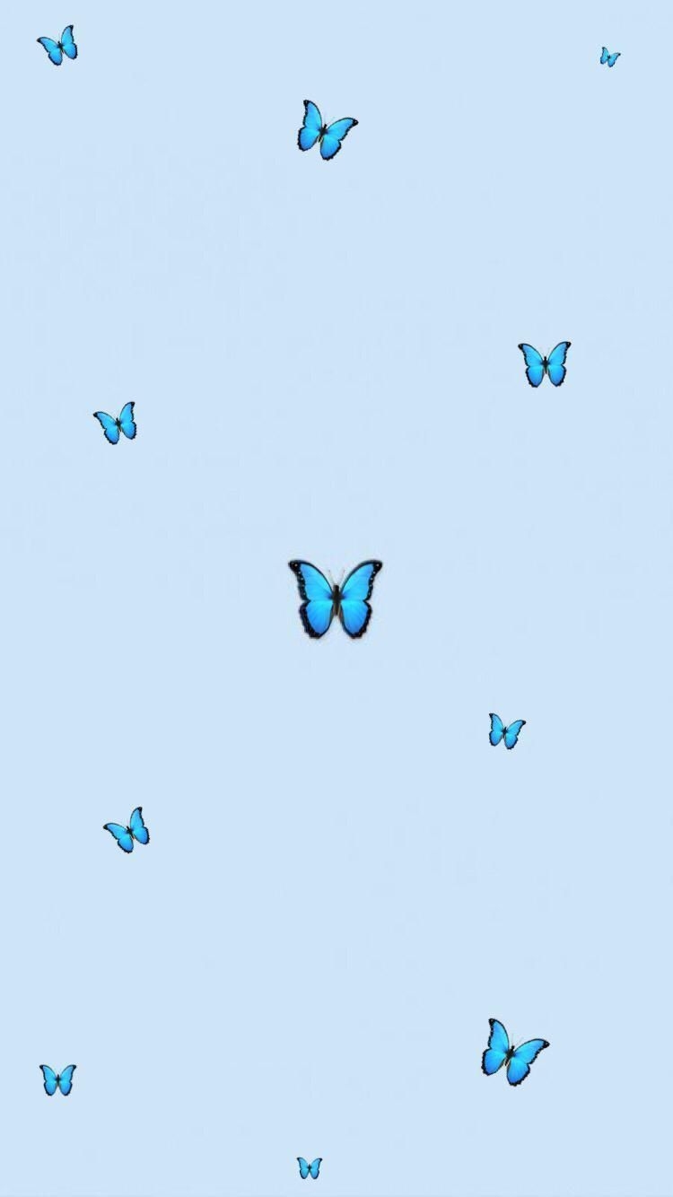 750x1340 Blue butterfly wallpaper.com, Phone