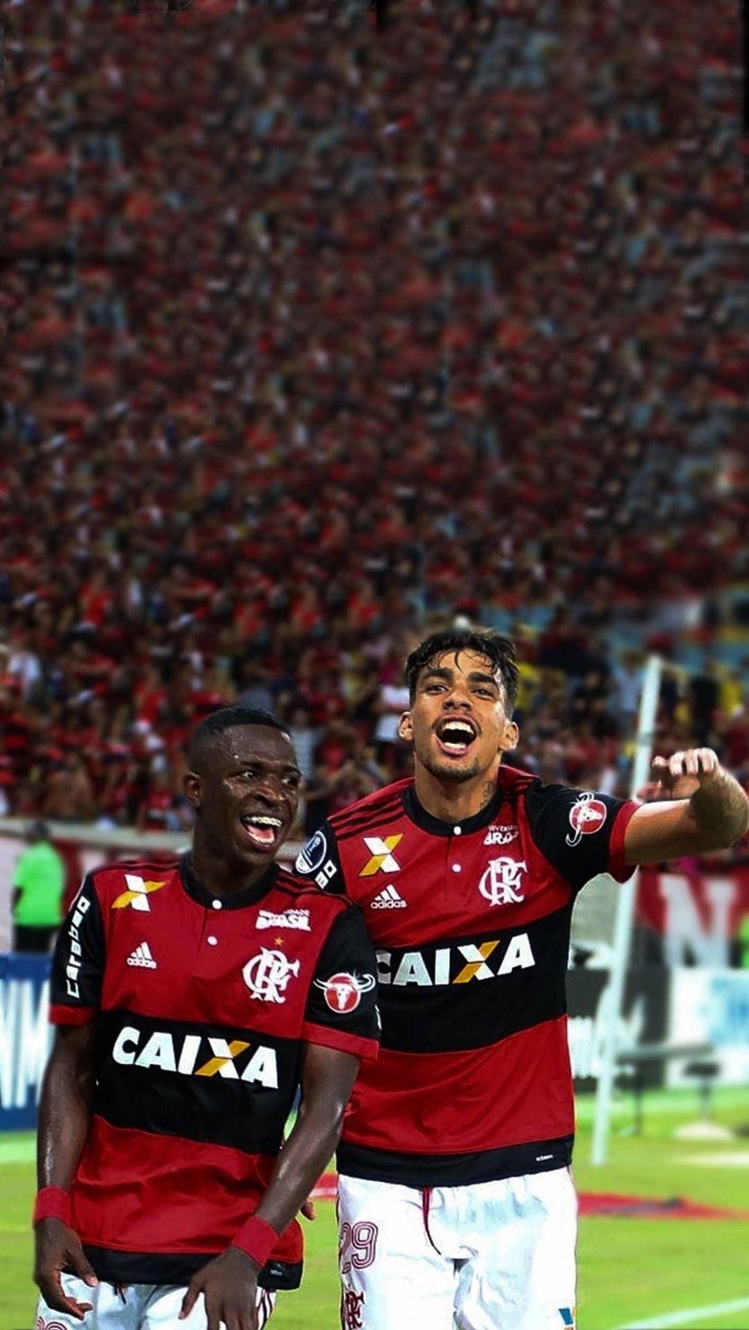 1090x1920 Download Smiling Lucas Paquetá And Vini Jr. Wallpaper, Phone