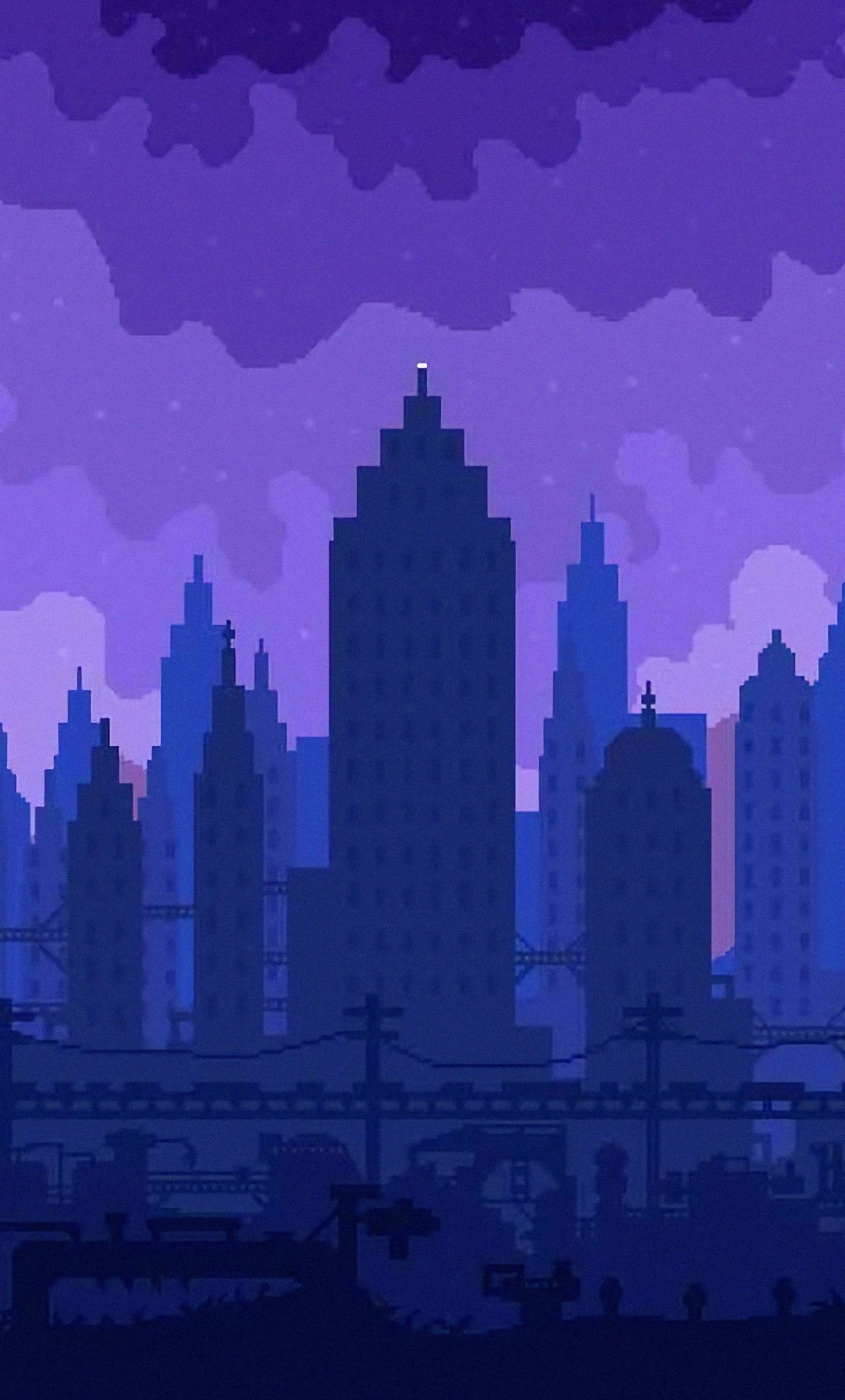 1280x2120 Download High skies, cityscape, silhouette, pixel art wallpaper, 1280x iPhone 6 Plus, Phone