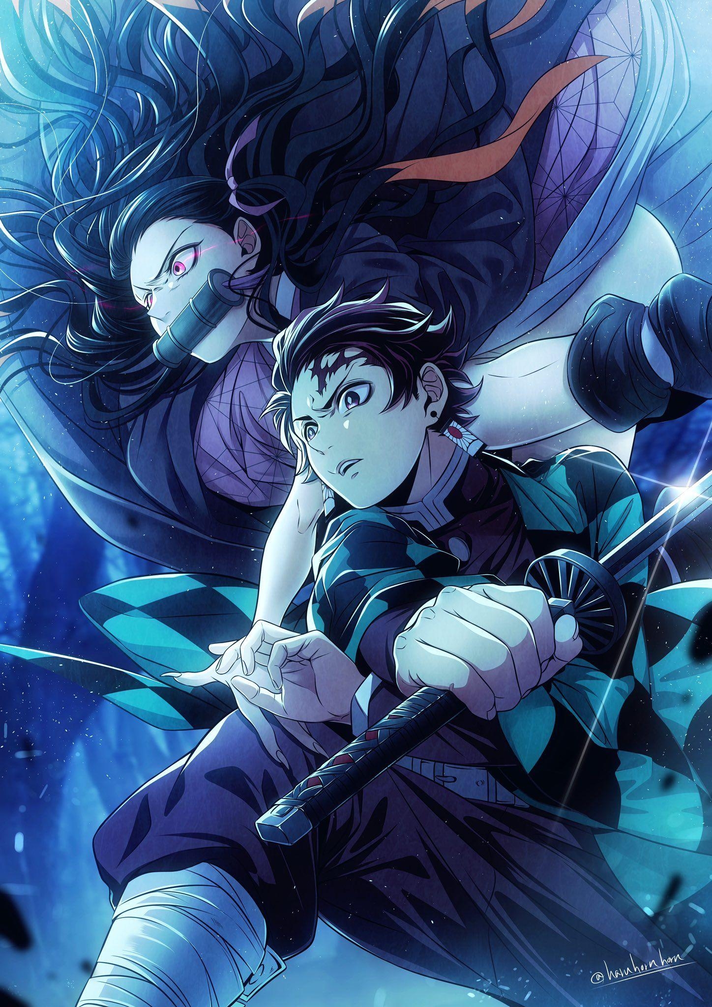 1450x2050 Demon Slayer (Kimetsu no Yaiba), Tanjirou Kamado and Nezuko, Phone