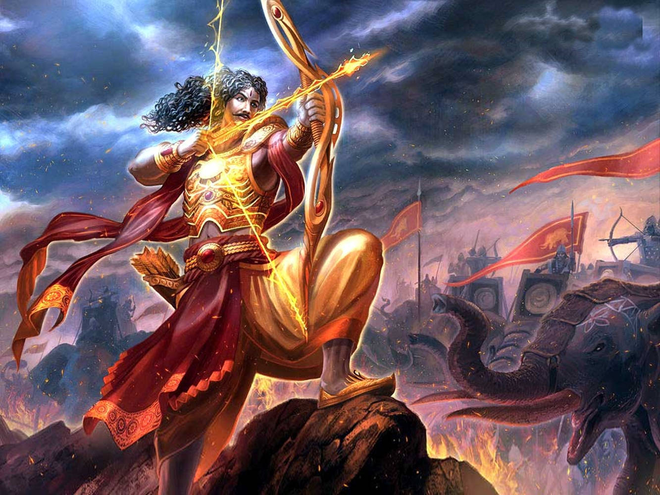 1340x1000 Lord Krishna mentoring Arjuna, Desktop