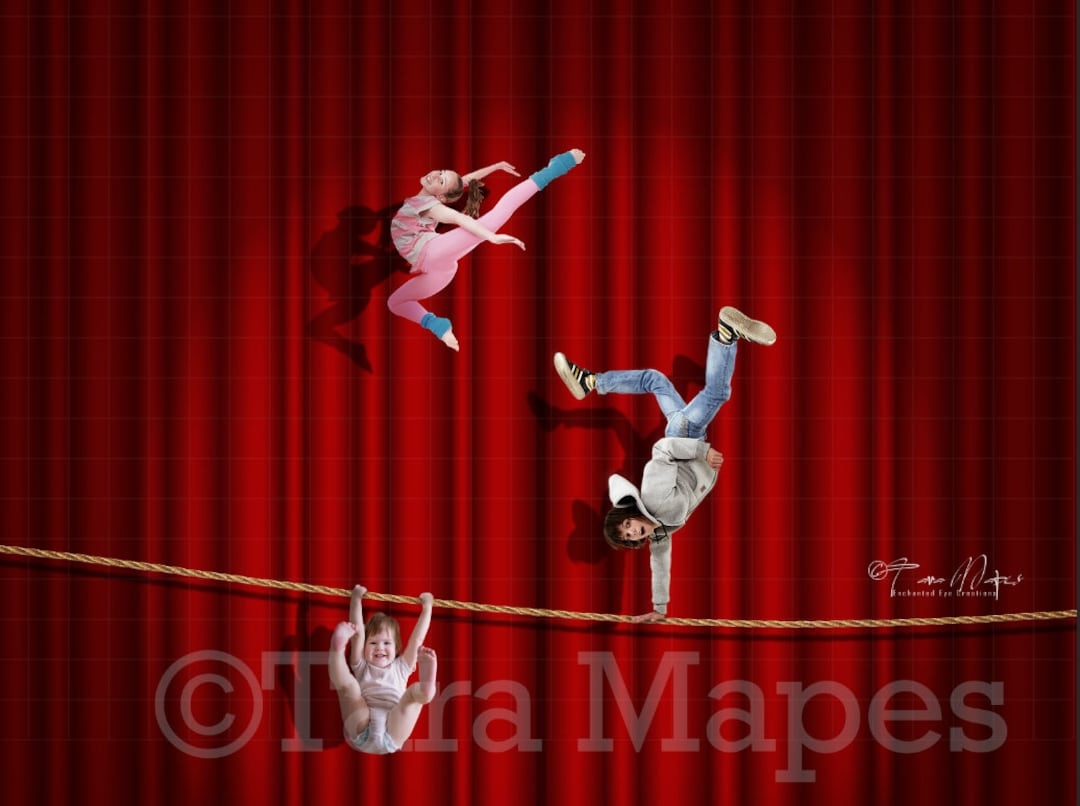 1080x810 Circus Digital Backdrop Circus Curtain With Tightrope, Desktop