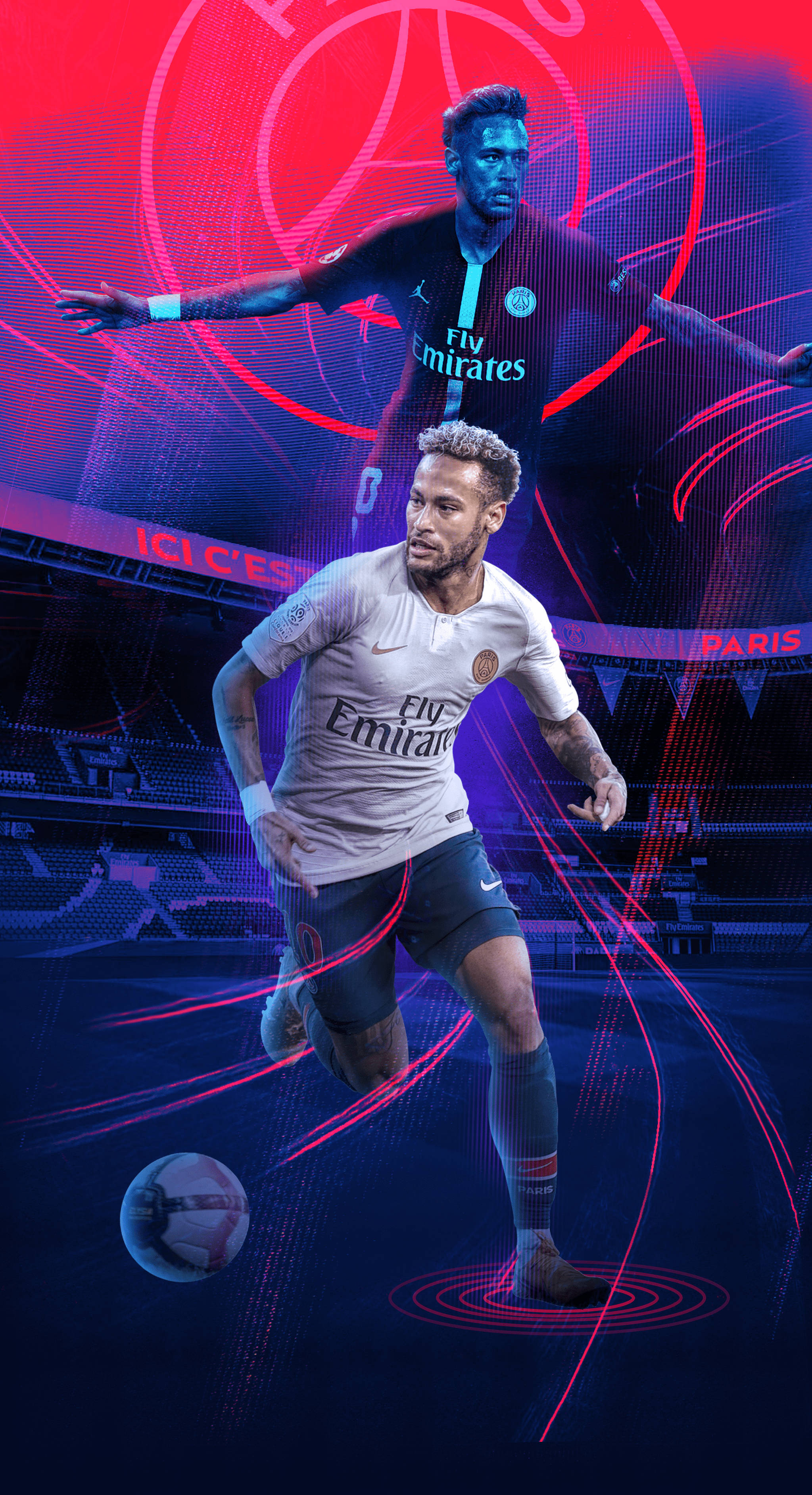 2050x3770 Download Cool Neymar Jr Red And Purple Wallpaper, Phone