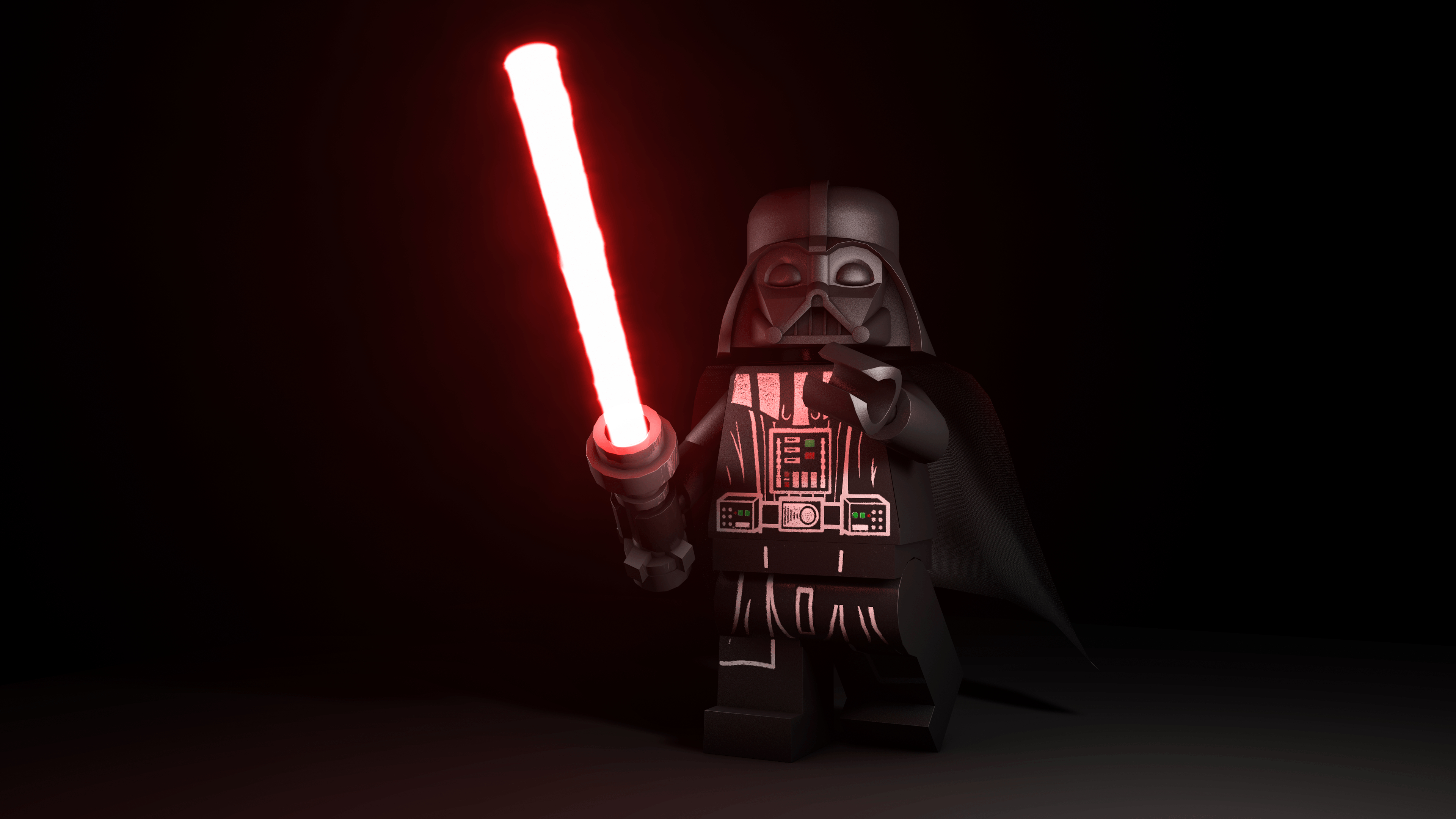 3840x2160 Wallpaper, Star Wars, digital art, toys, simple background, red, Desktop