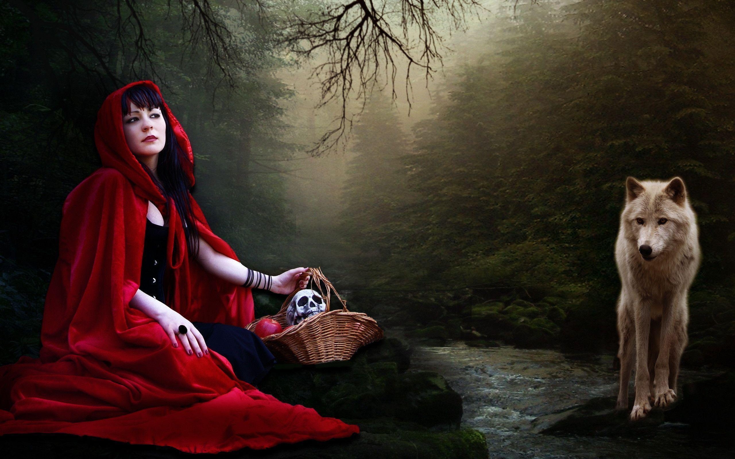 2560x1600 Funny The Little Red Riding Hood And Wolf Wallpaper 1680x1050 px, Desktop