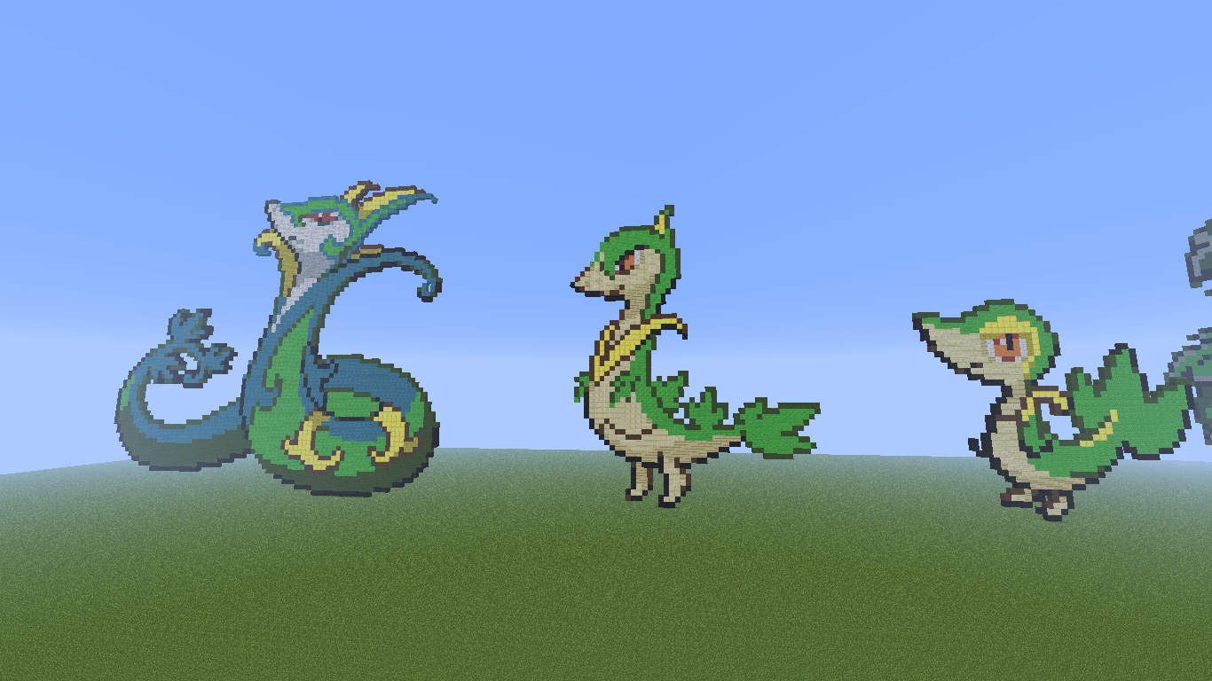 1370x770 Minecraft Pixel Art! image Snivy evolution family. HD wallpaper, Desktop