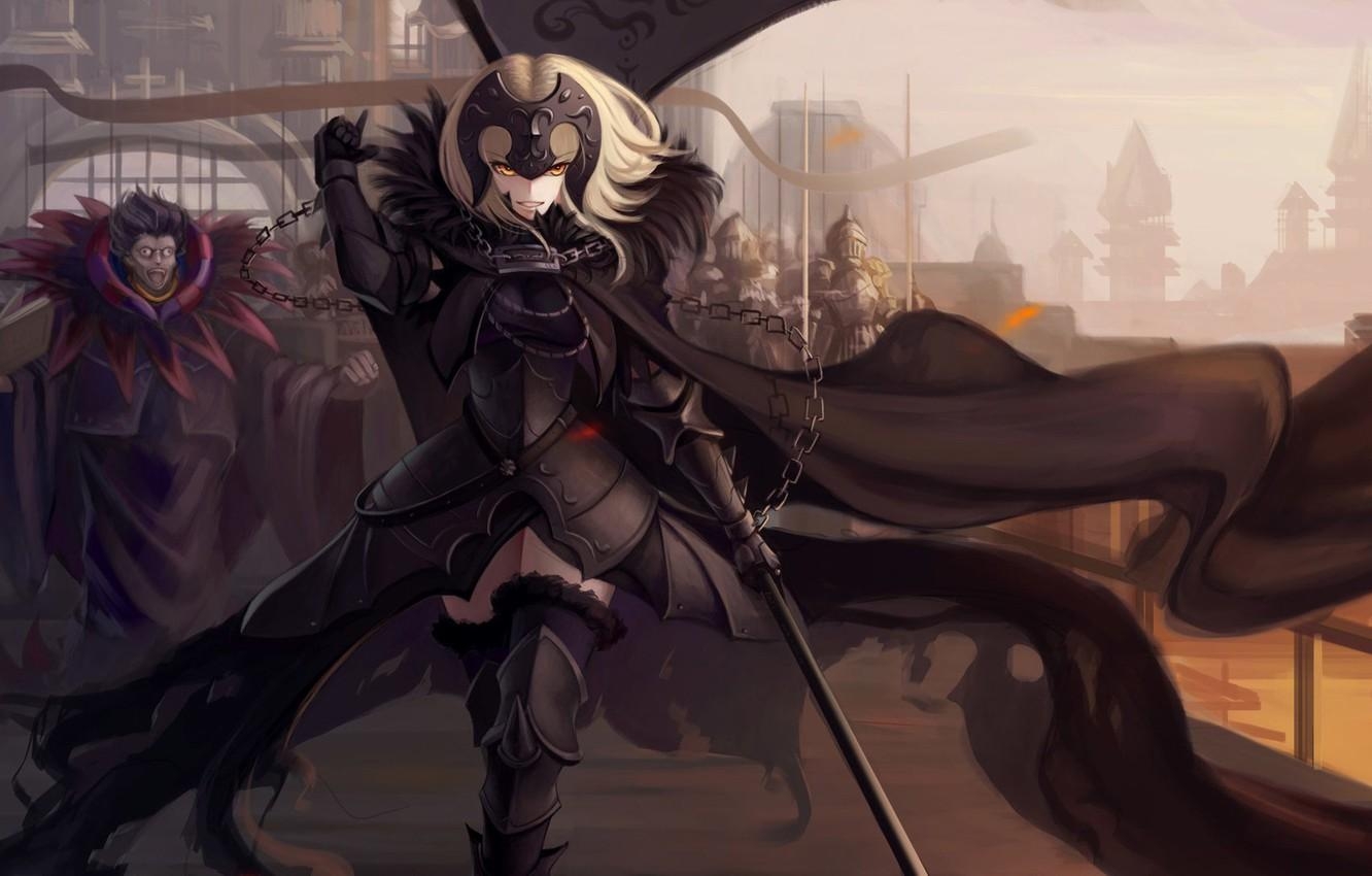 1340x850 Wallpaper Girl, Weapons, Anime, Warrior, Chain, Fate, Fate Grand, Desktop