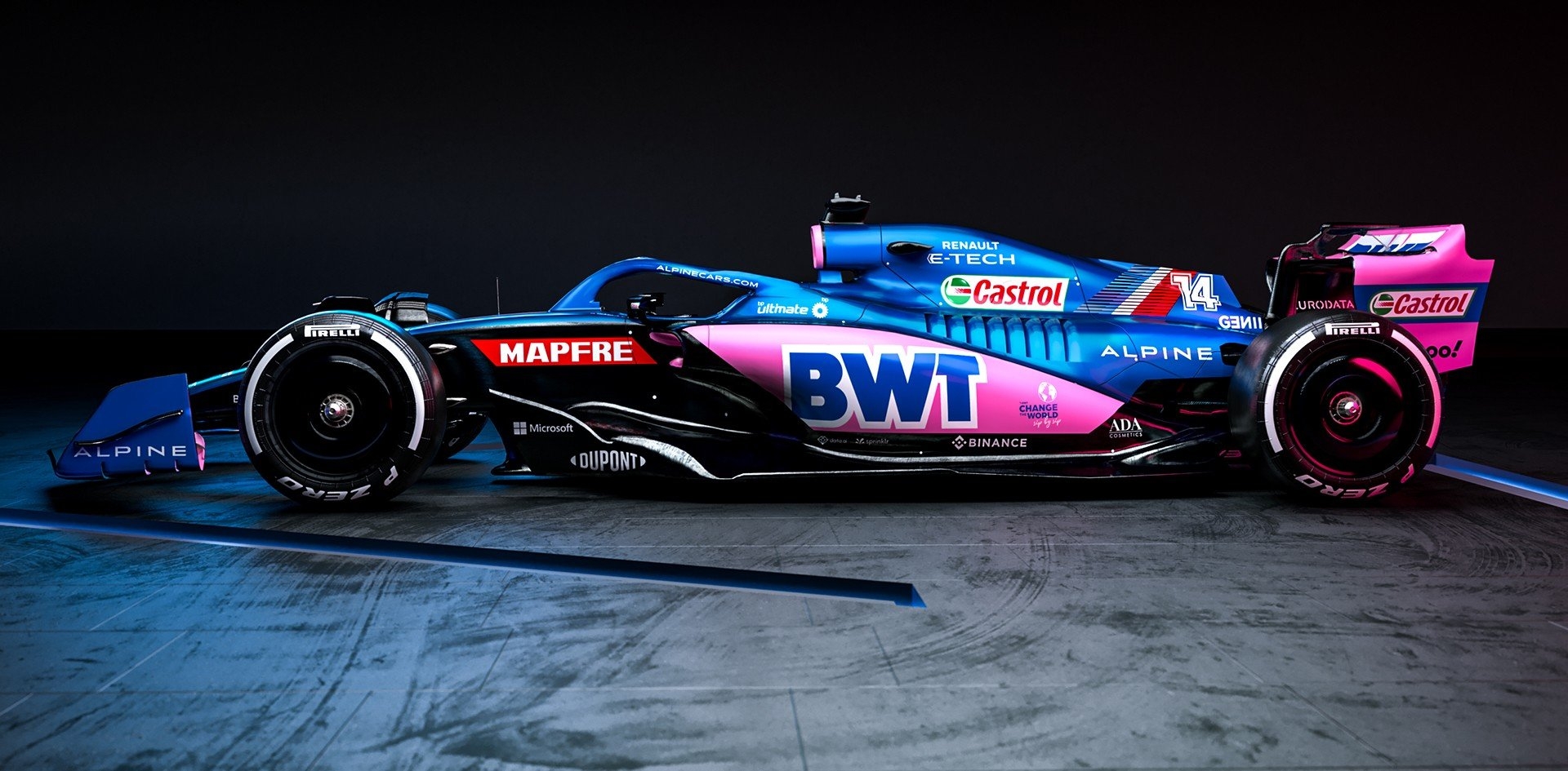 1920x950 2022 Alpine A522 F1 car launch photo, Dual Screen