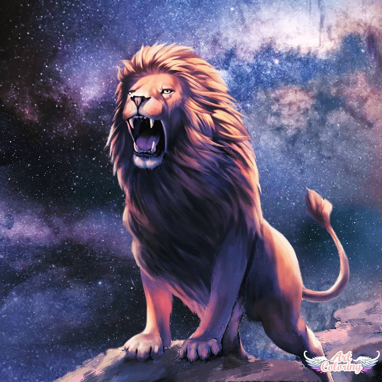 1280x1280 Roaring Galaxy Lion wallpaper, Phone