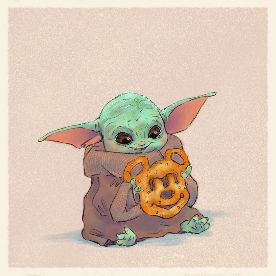 960x960 Adorable STAR WARS Fan Art Show Baby Yoda Eating Disneyland Treats, Phone