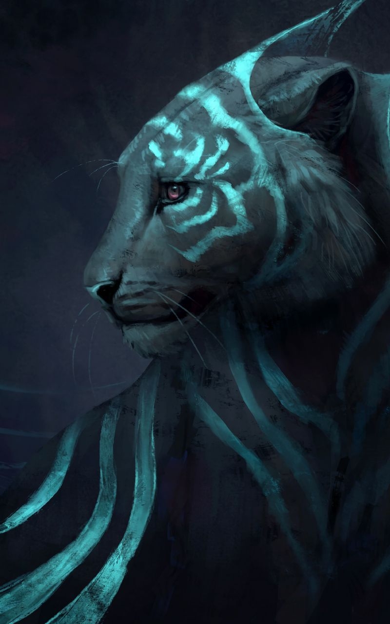 800x1280 Download wallpaper  tiger, art, fantastic, predator, Phone