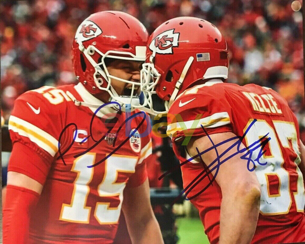 1000x800 Patrick Mahomes Travis Kelce Kansas City Chiefs Signed 8x10 Photo reprint, Desktop