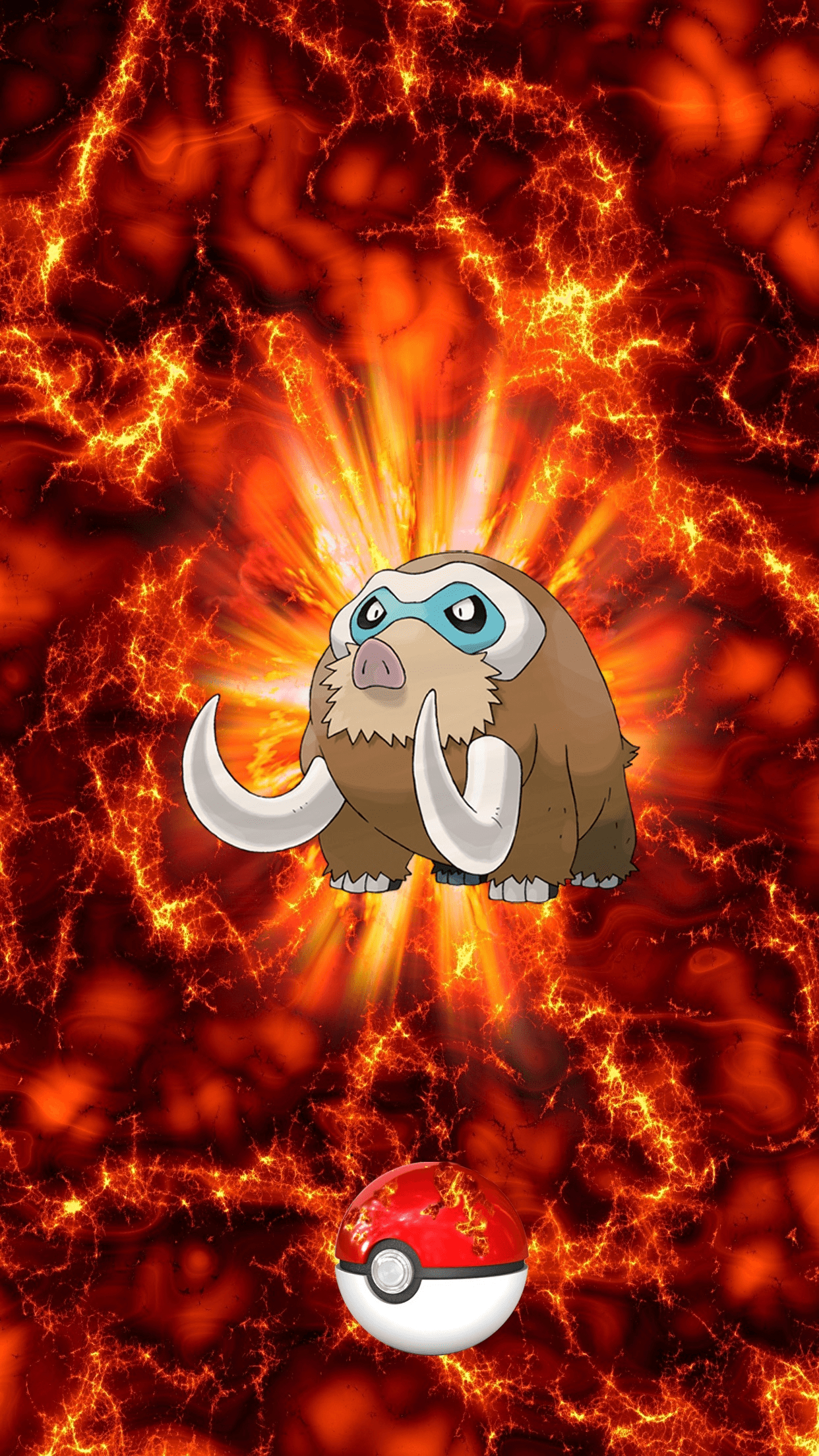 1250x2210 Fire Pokeball Mamoswine Mammoo 2 Piloswine, Phone