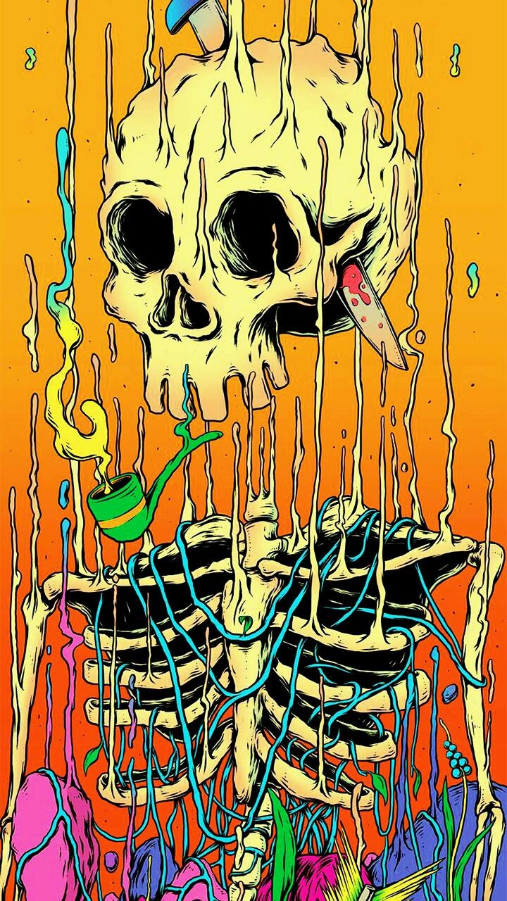 720x1280 Trippy skull, Phone