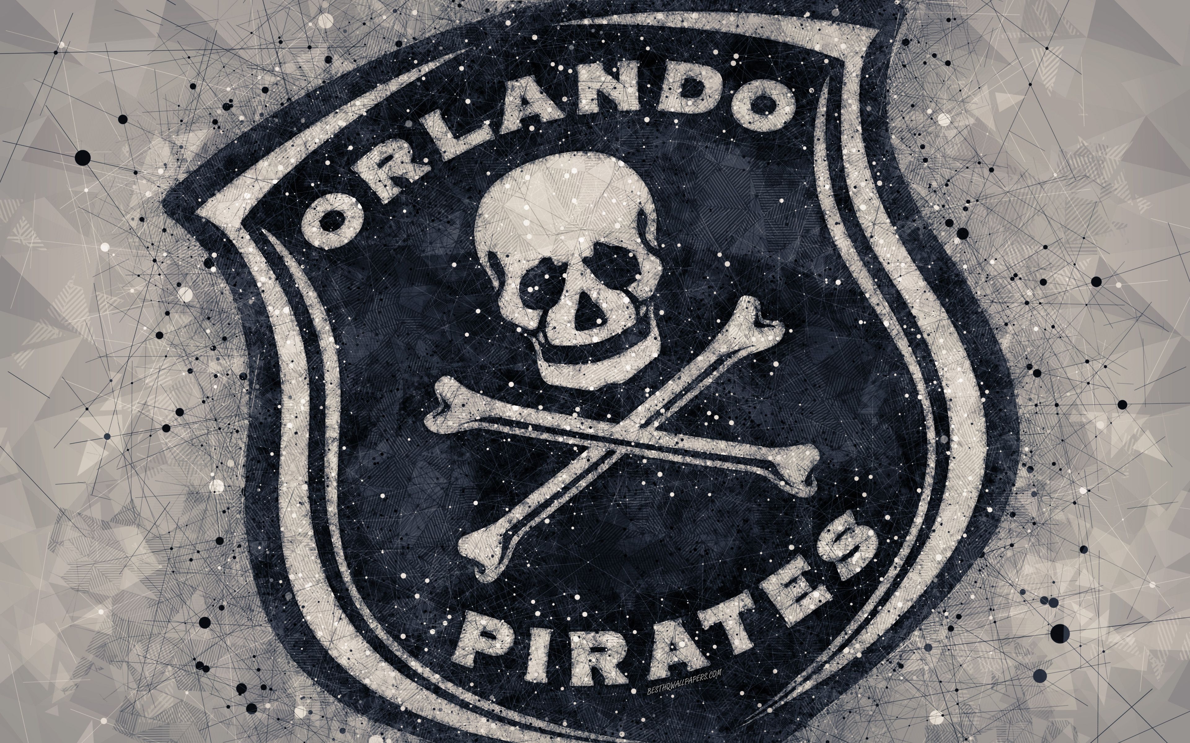 3840x2400 Download wallpaper Orlando Pirates FC, 4k, logo, geometric art, Desktop