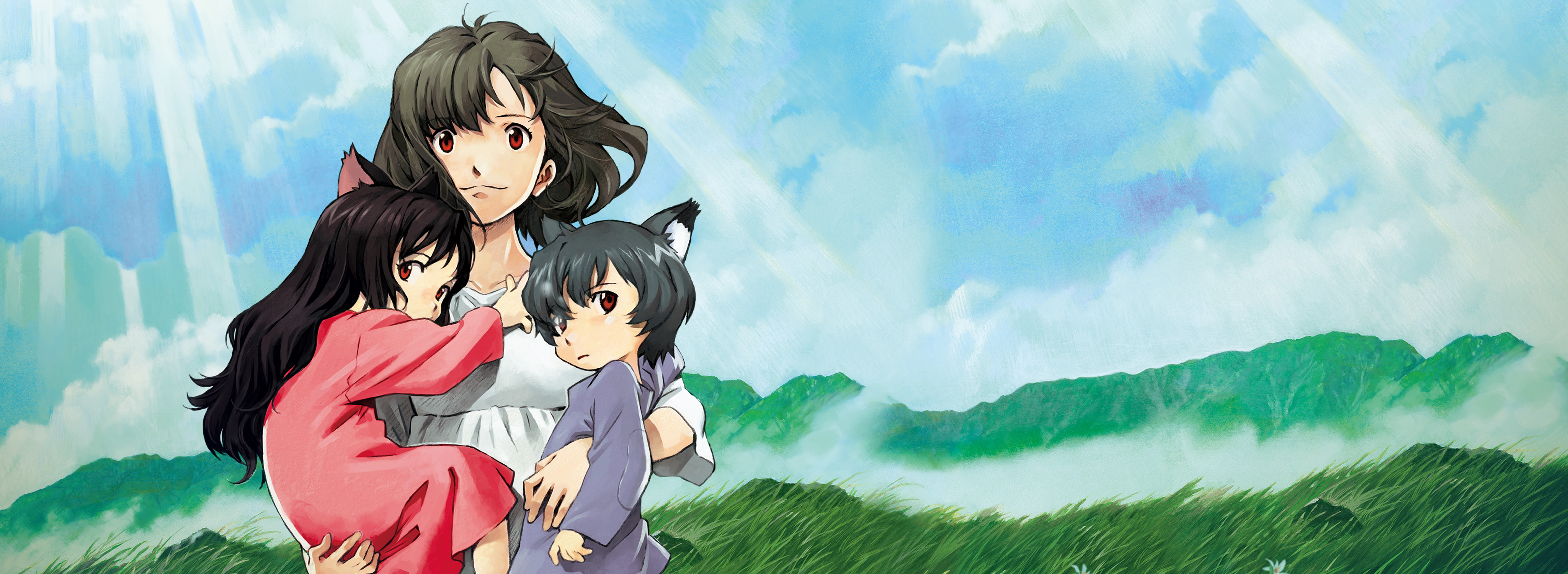 4100x1500 Wolf Children HD Wallpaper, Dual Screen