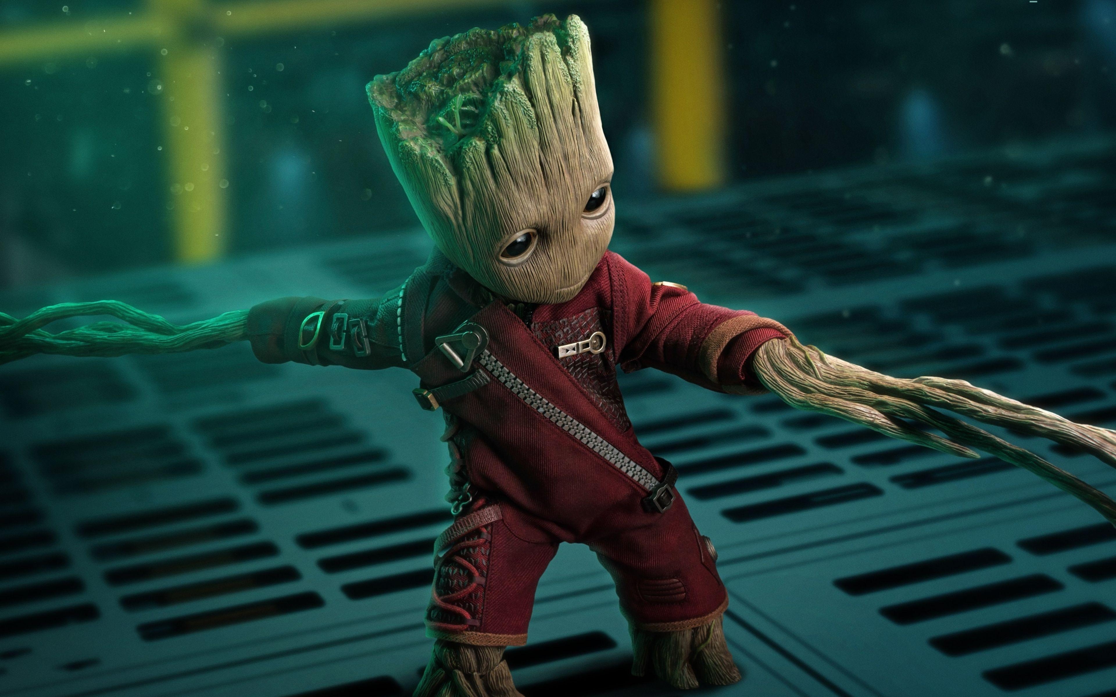 3840x2400 Downaload Baby groot, guardians of the galaxy, marvel, toy art, Desktop