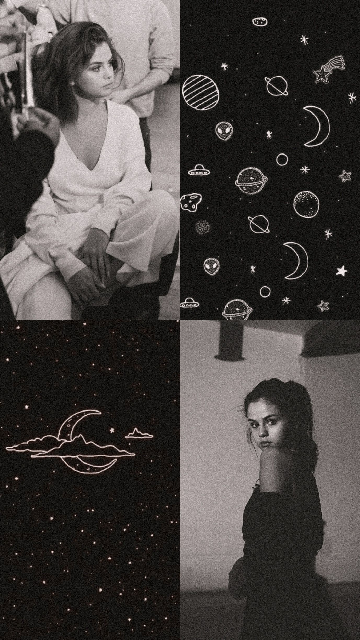 1380x2450 Selena Gomez black and white aesthetic lockscreen, Phone