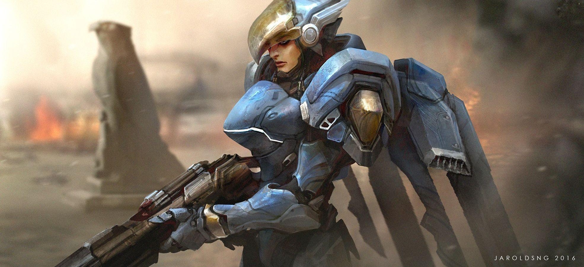 1970x900 Pharah (Overwatch) HD Wallpaper, Dual Screen