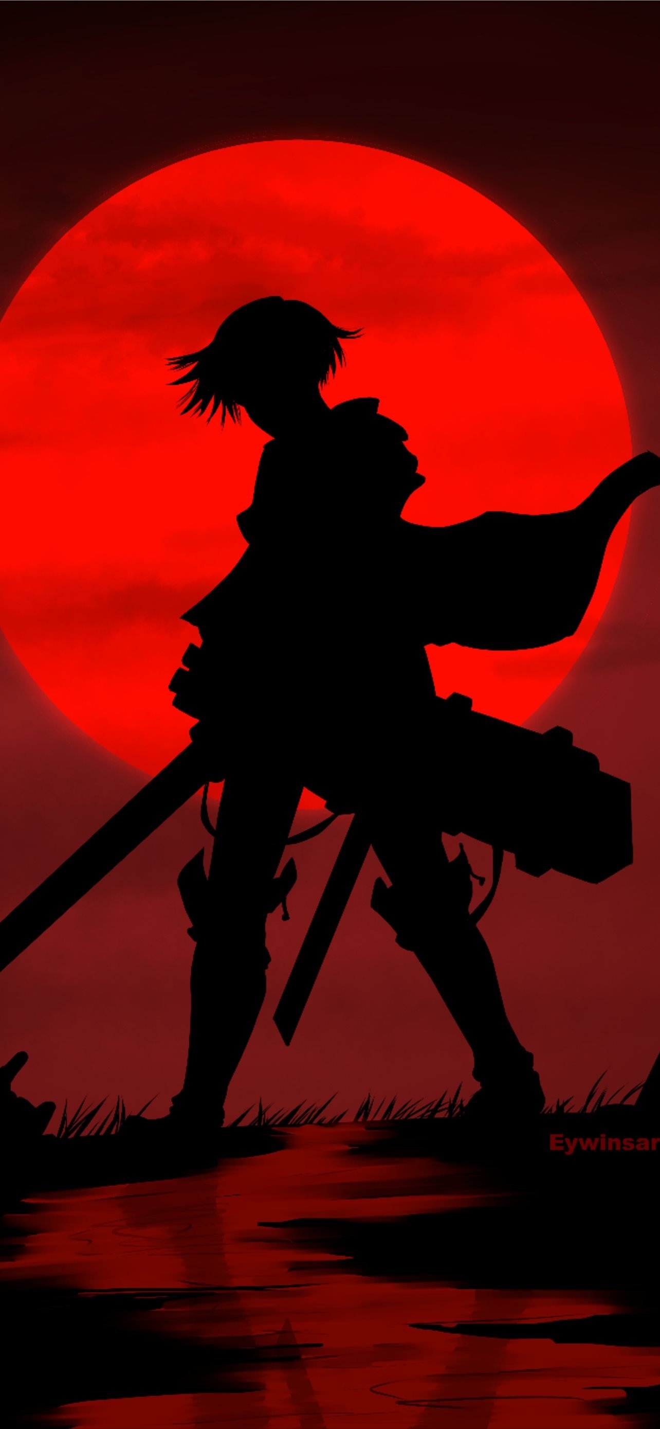 1290x2780 Levi Ackermann Red moon iPhone Wallpaper Free Download, Phone