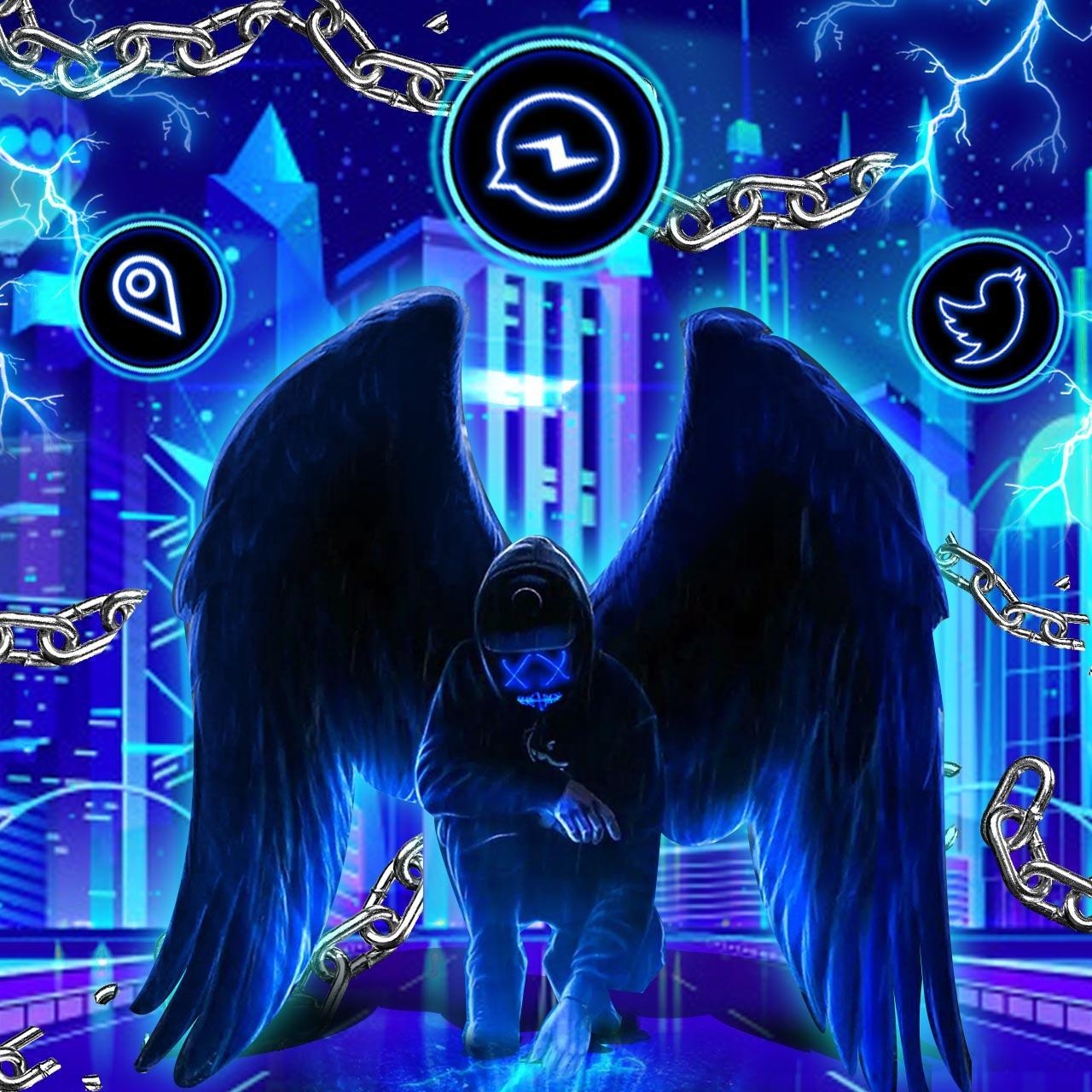 1280x1280 Fake, Mask, Neon, Angel Themes & Wallpaper for Android, Phone