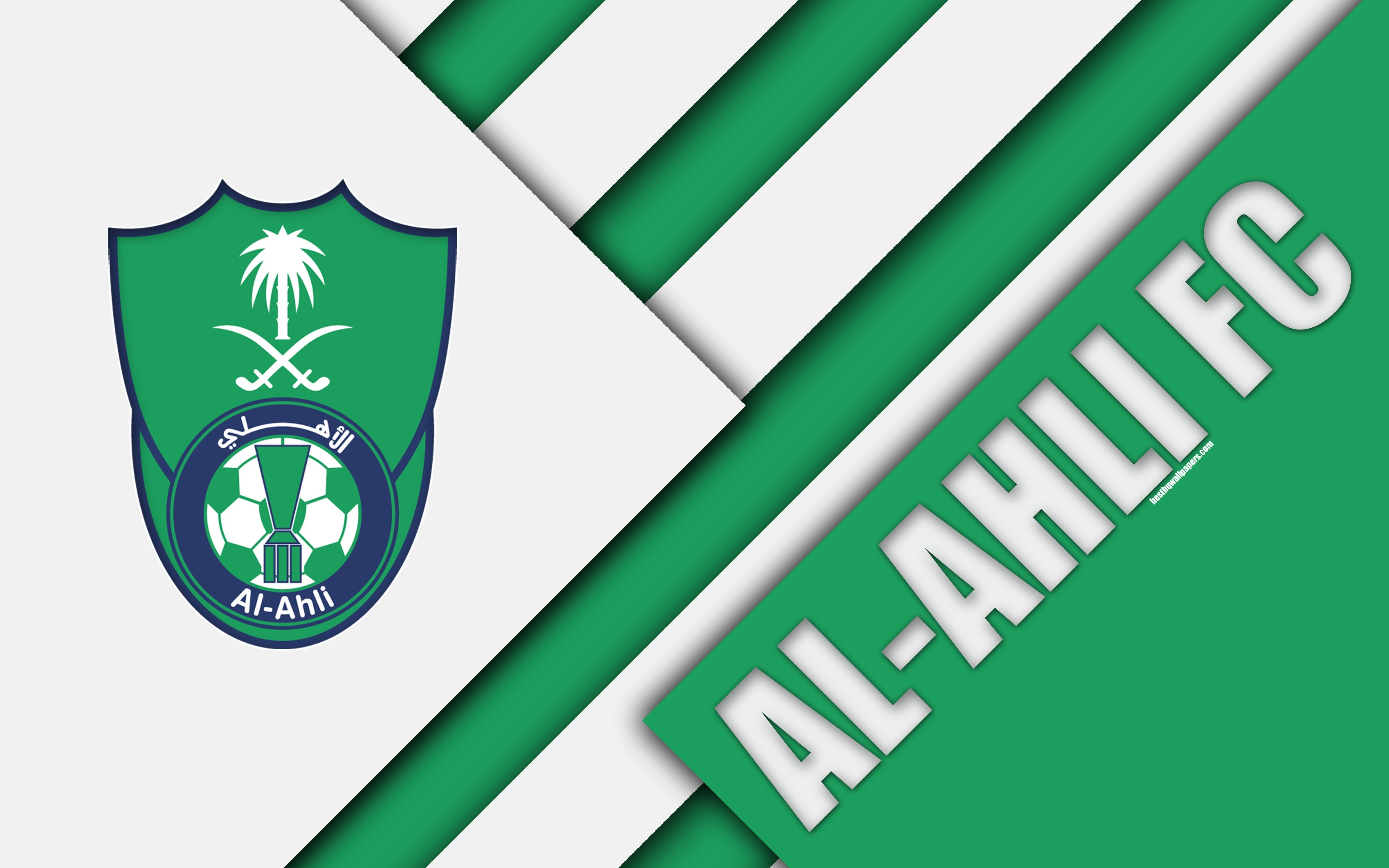 3840x2400 Download Wallpaper Al Ahli Saudi FC, 4k, Green White Abstraction, Desktop