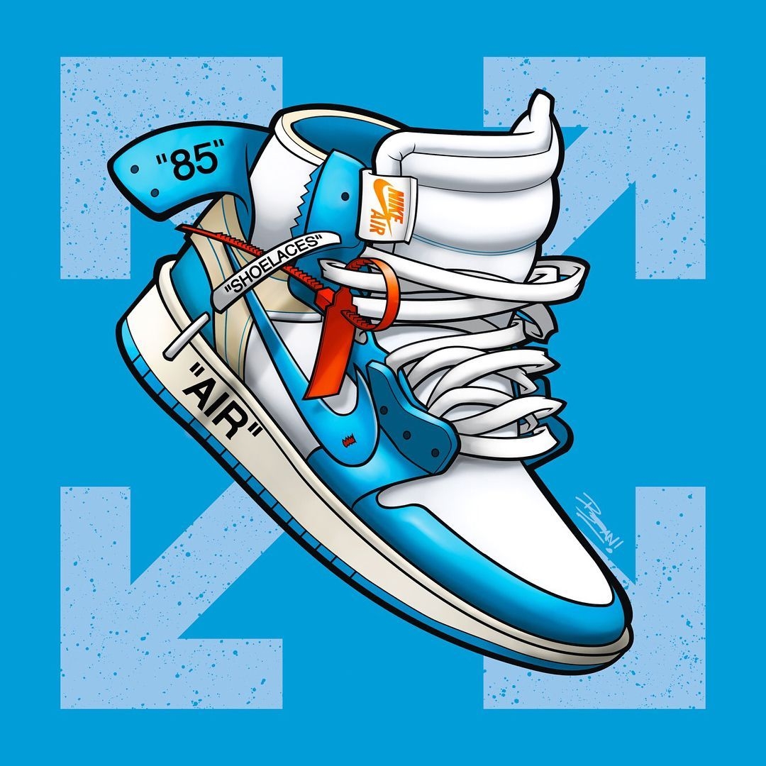 1080x1080 Off White Jordan 1 Blue Wallpaper, Phone