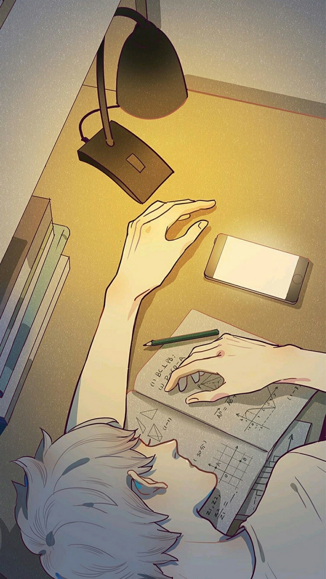 1080x1920 Studying Night Anime Boys Sleeping Phone Lamp Wallpaper:, Phone