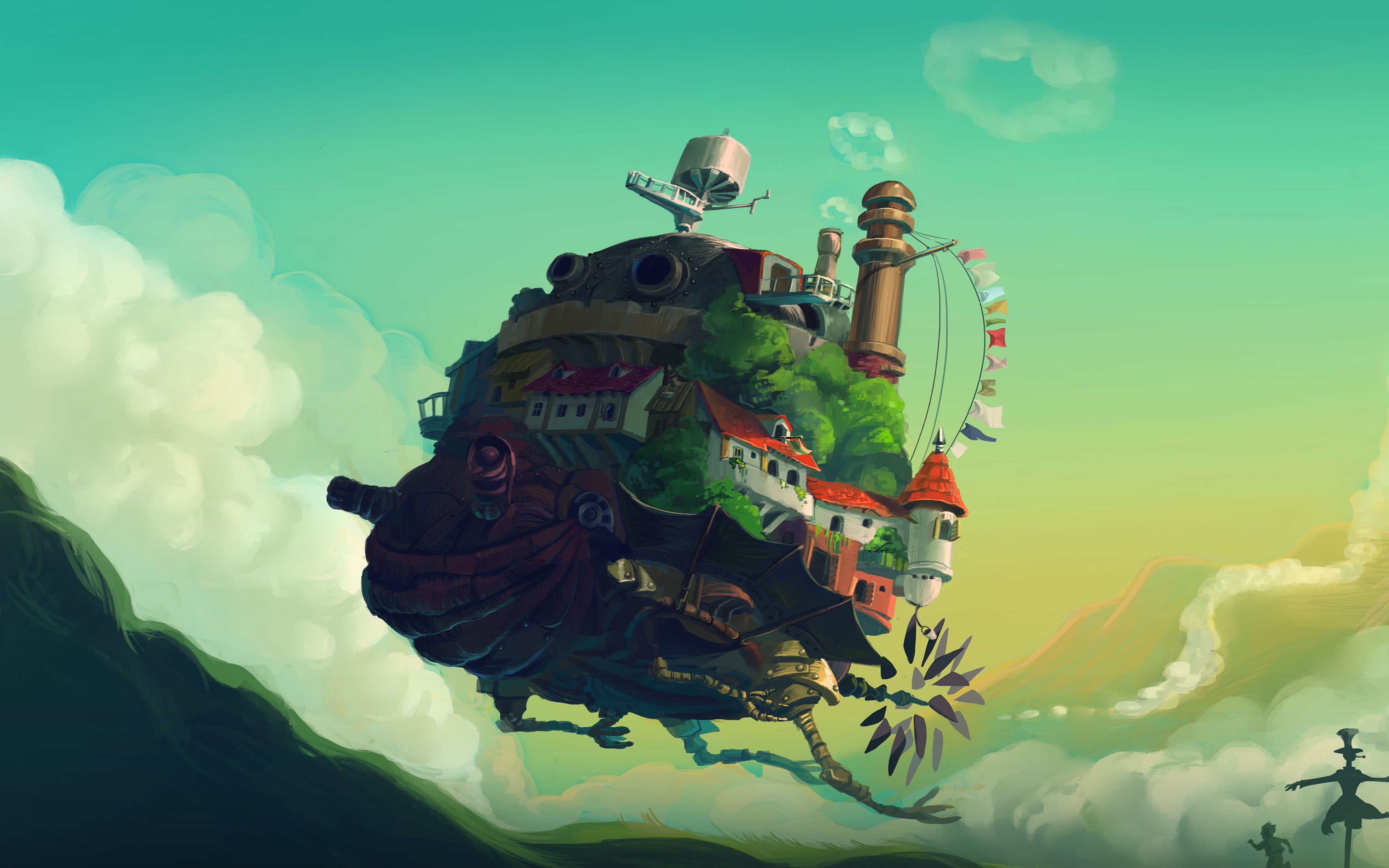 3840x2400 Studio Ghibli Castle Anime Green Peace Art Illustration Wallpaper, Desktop