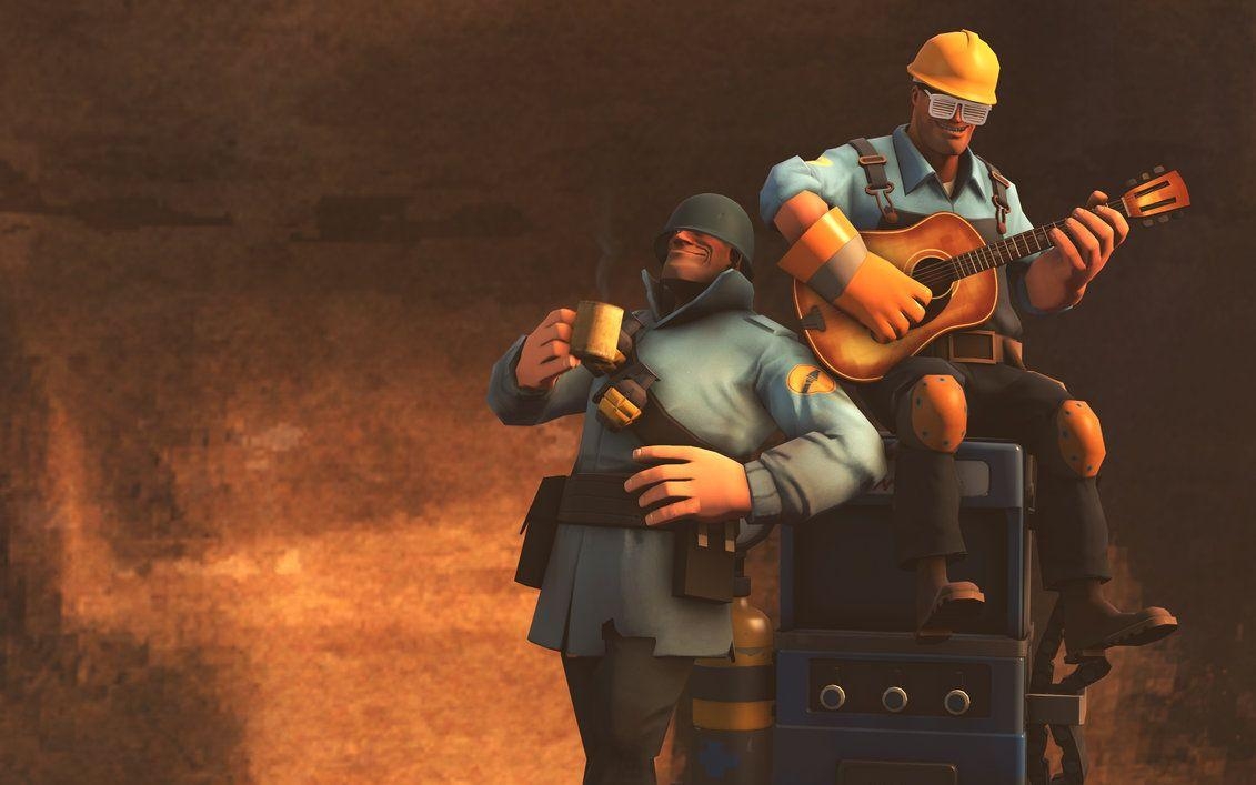 1140x710 Team Fortress 2 Wallpaper Soldier and Engie Chill, Desktop