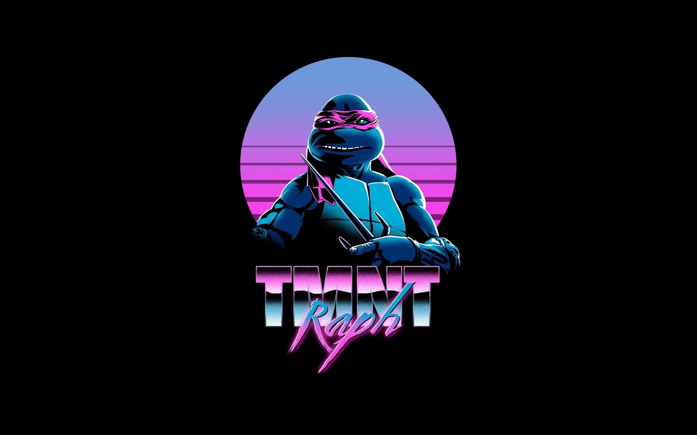 2880x1800 Raphael 4K Wallpaper, TMNT, Teenage Mutant Ninja Turtles, AMOLED, Neon, Black background, 5K, Graphics CGI, Desktop